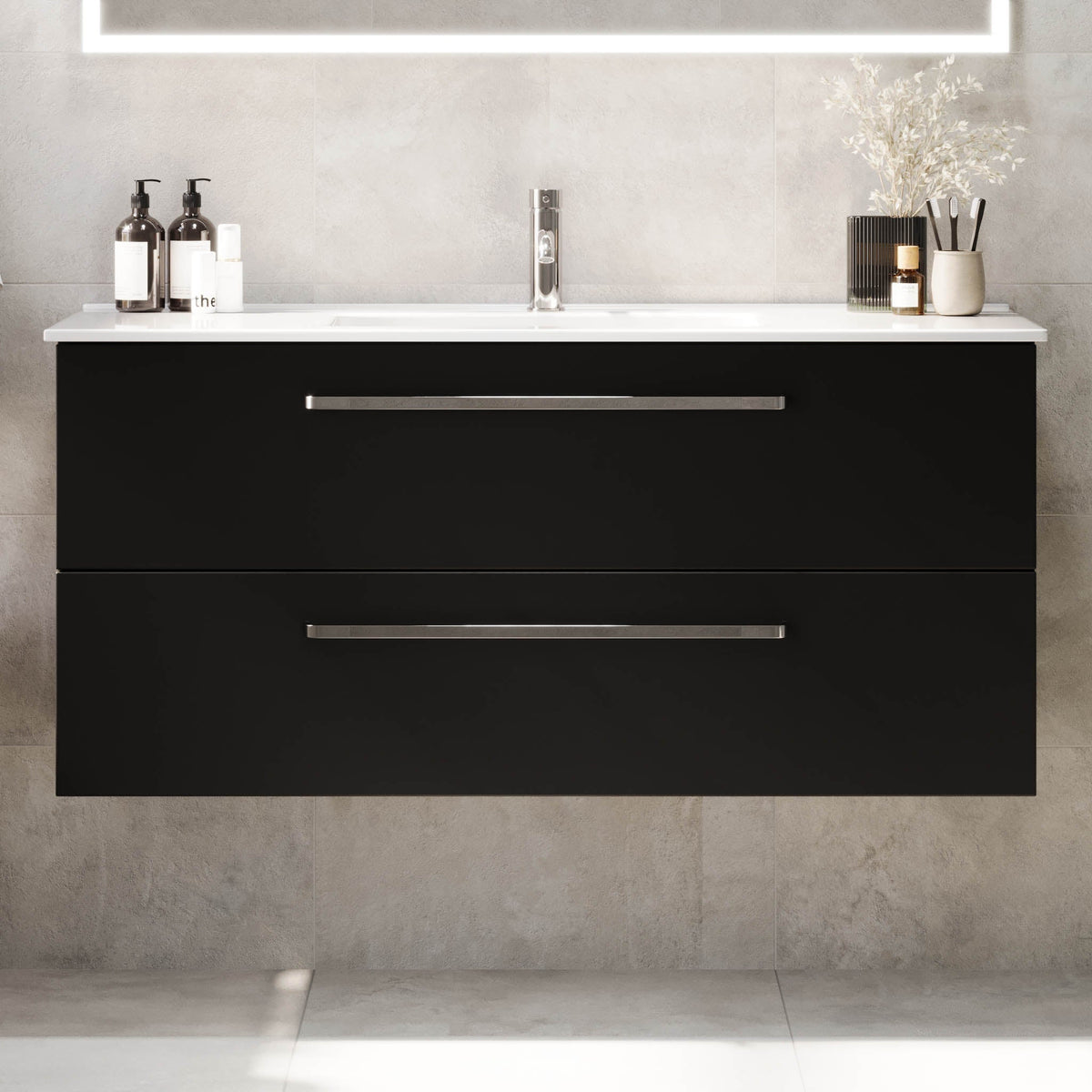 Voss, Furniture Set - Basin & Cabinet, Black Mat - 100 cm - MASTERSTORE - 8595677194371 - Furniture Set - Basin & Cabinet - 70-100-54-02-60 - 8595677194371