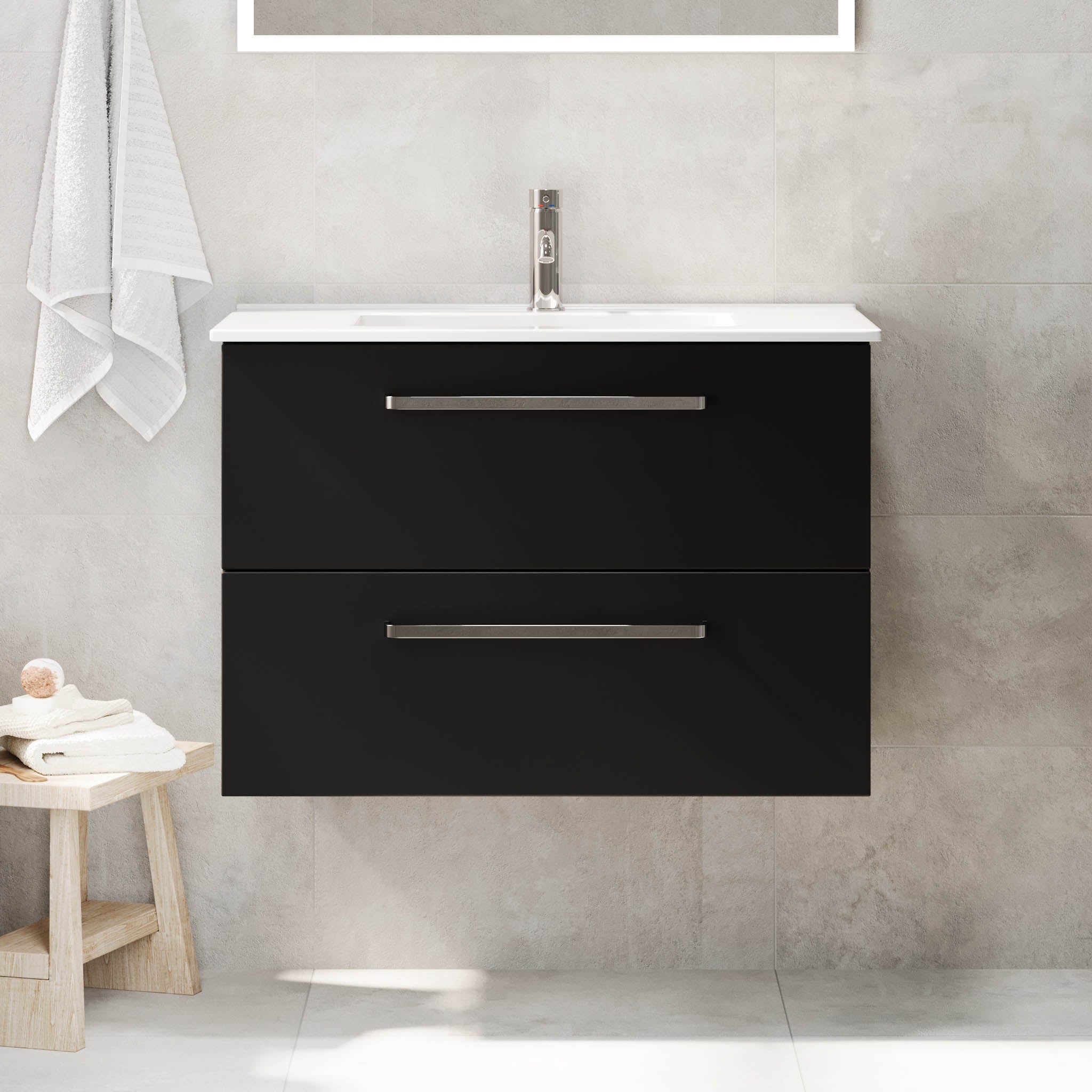 Voss Badrumsmöbel - Matt Svart - Badrumsmöbel - BATH DELUXE - PRESTIGE - 70-100-54-02-60 - BATHDELUXE SWEDEN