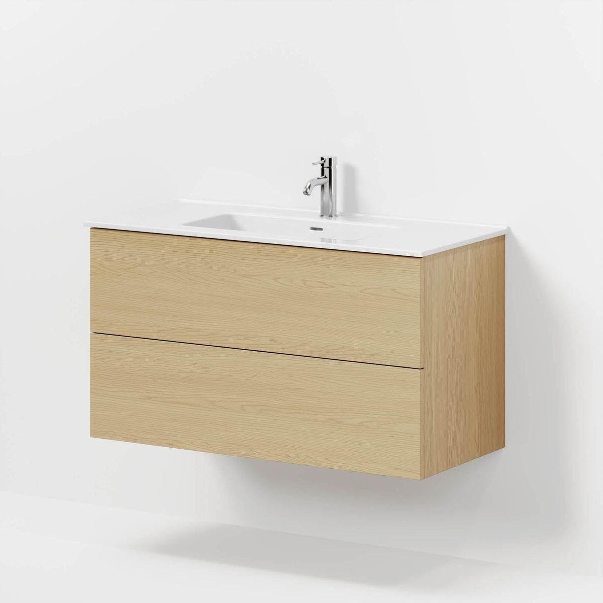 Badrumsmöbel med klassiska Fronter - 100x46x57 cm - ek - Porslin tvättställ - Vestberg - Tvättställsskåp - Bath Deluxe - Vestbjerg - 70-100-54-86-80 - BATHDELUXE SWEDEN
