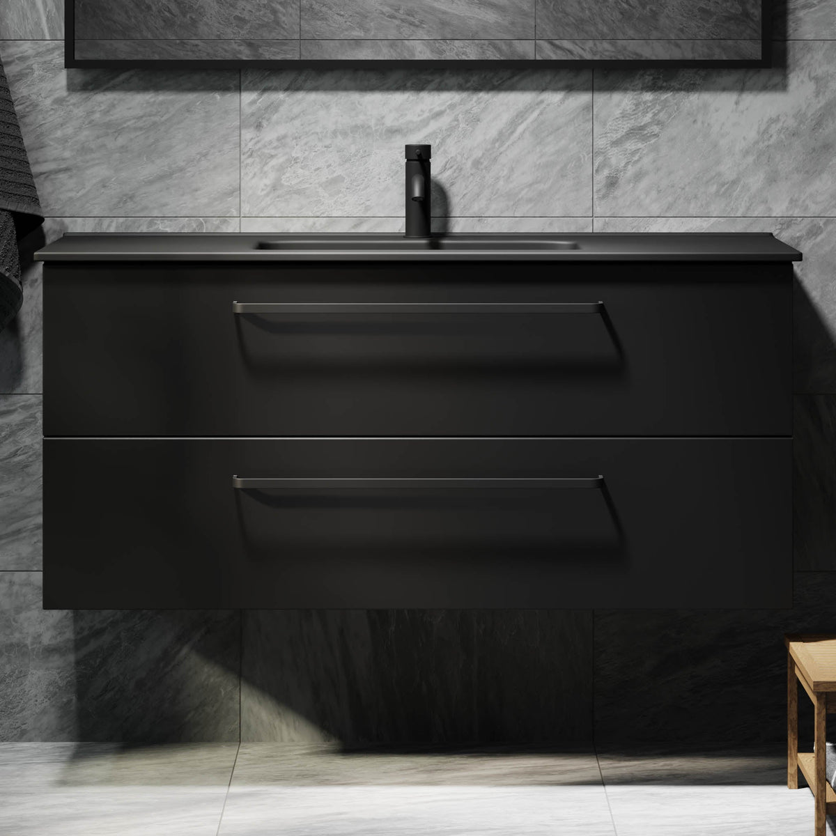 Vegsund, Furniture Set - Basin & Cabinet, Black Mat - 100 cm - MASTERSTORE - 8595677194456 - Furniture Set - Basin & Cabinet - 70-100-56-02-60 - 8595677194456