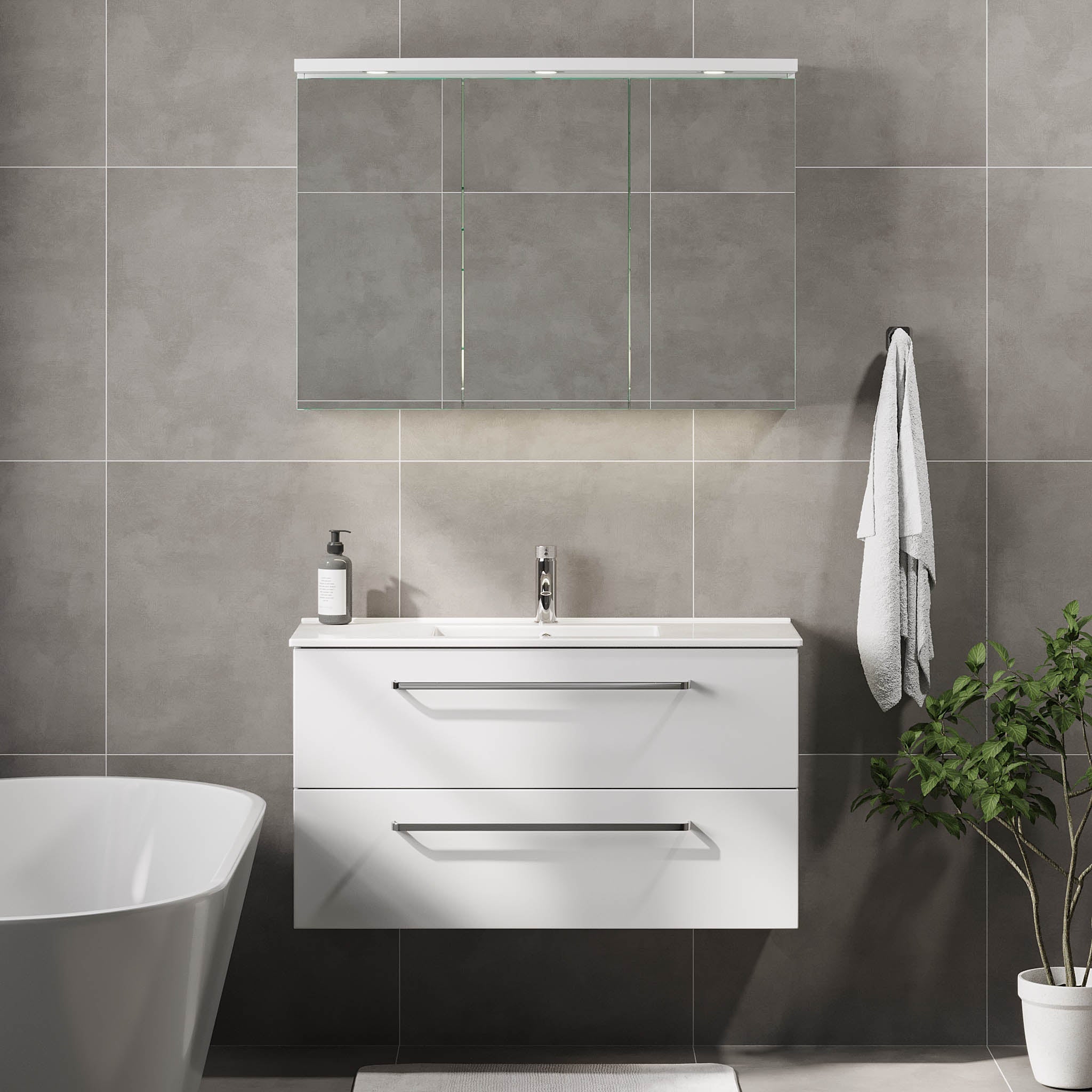 Volda Badrumsmöbel, Vit Matt - Tvättställsskåp - BATH DELUXE - PRESTIGE - 70 - 100 - 70 - 01 - 30 - BATHDELUXE SWEDEN