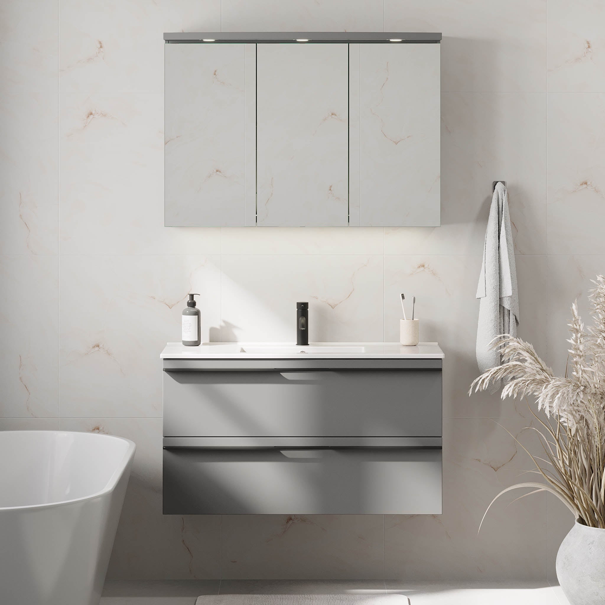 Verdal Badrumsmöbel, Grå Matt - Tvättställsskåp - BATH DELUXE - PRESTIGE - 70 - 100 - 70 - 03 - 31 - BATHDELUXE SWEDEN