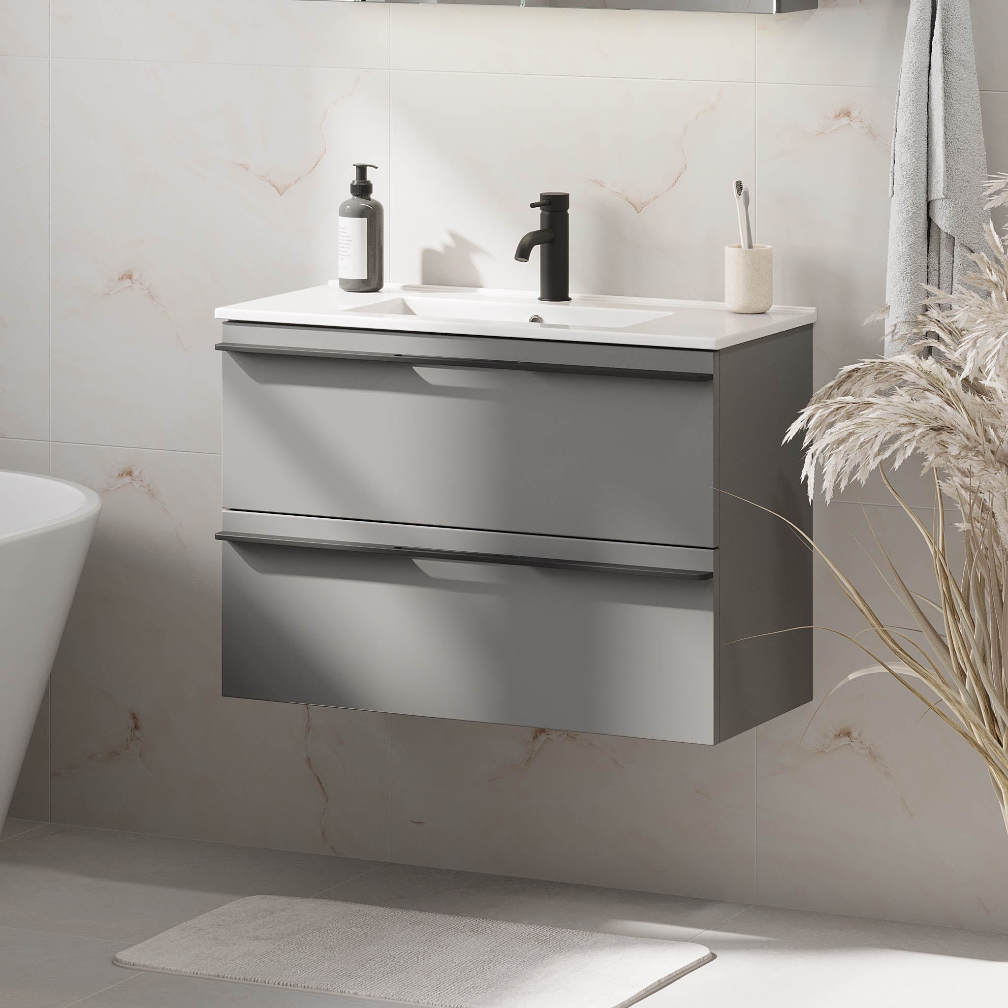Verdal Badrumsmöbel, Grå Matt - Tvättställsskåp - BATH DELUXE - PRESTIGE - 70 - 100 - 70 - 03 - 31 - BATHDELUXE SWEDEN