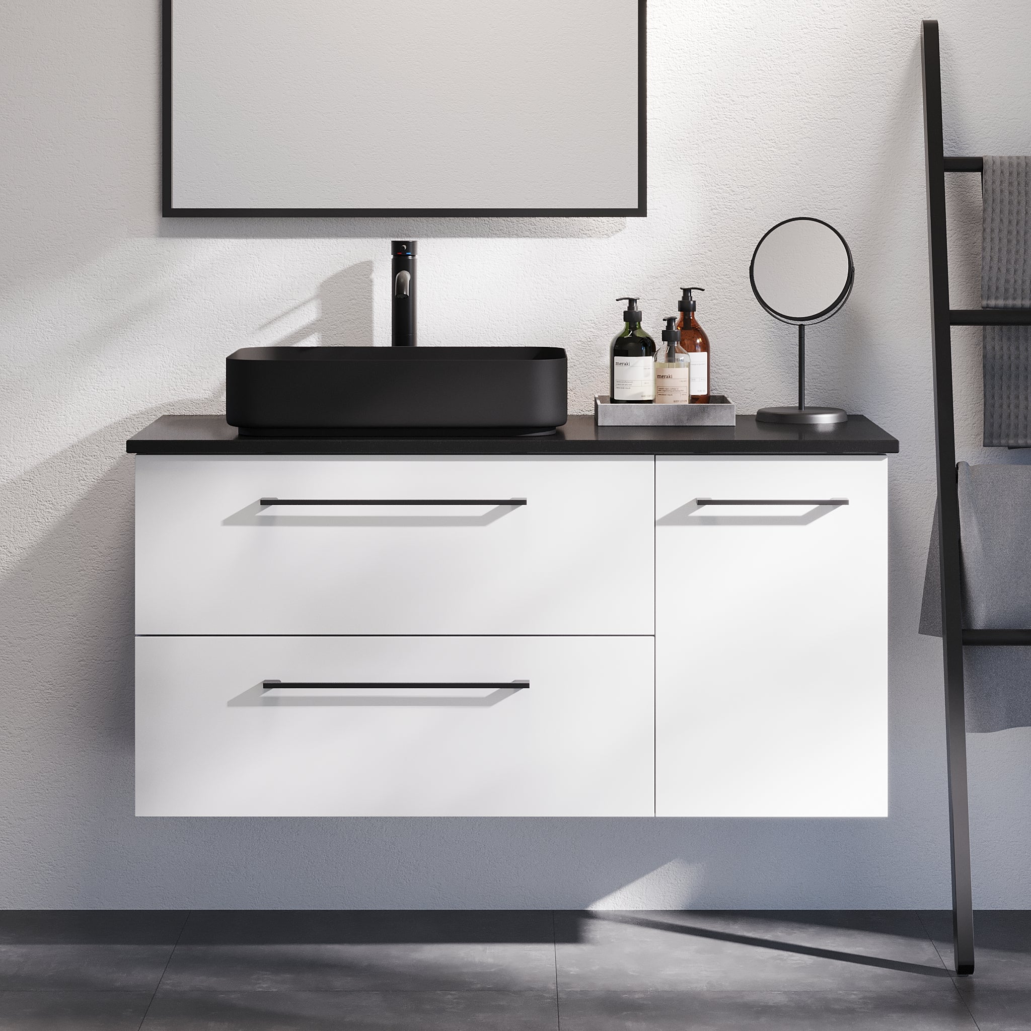 Vårhus Badrumsmöbel, Vit Matt - Tvättställsskåp - BATH DELUXE - PRESTIGE - 70 - 115 - 32 - 01 - 40 - BATHDELUXE SWEDEN