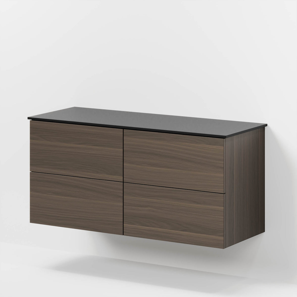 Badrumsmöbel med klassiska Fronter - 120x46x56 cm - valnöt - bänkskiva i melamin i Matt svart för två Tvättställ - Virklund - Tvättställsskåp - Bath Deluxe - Virklund - 70-120-10-84-81 - BATHDELUXE SWEDEN
