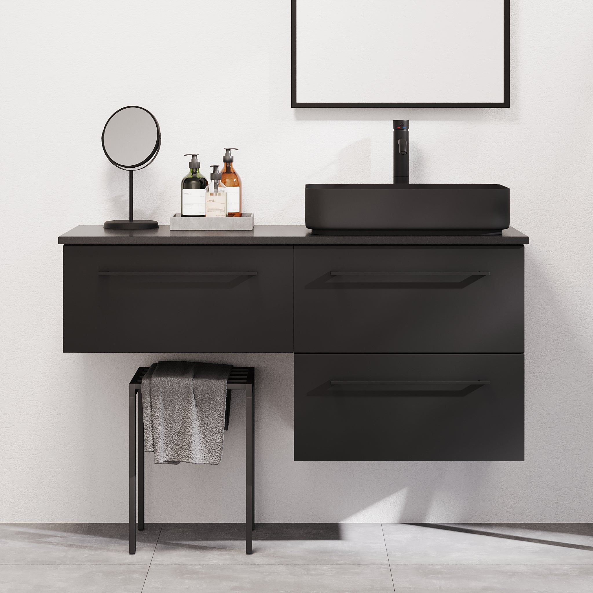 Vårhus Badrumsmöbel, Svart Matt - Tvättställsskåp - BATH DELUXE - PRESTIGE - 70 - 120 - 32 - 02 - 40 - BATHDELUXE SWEDEN
