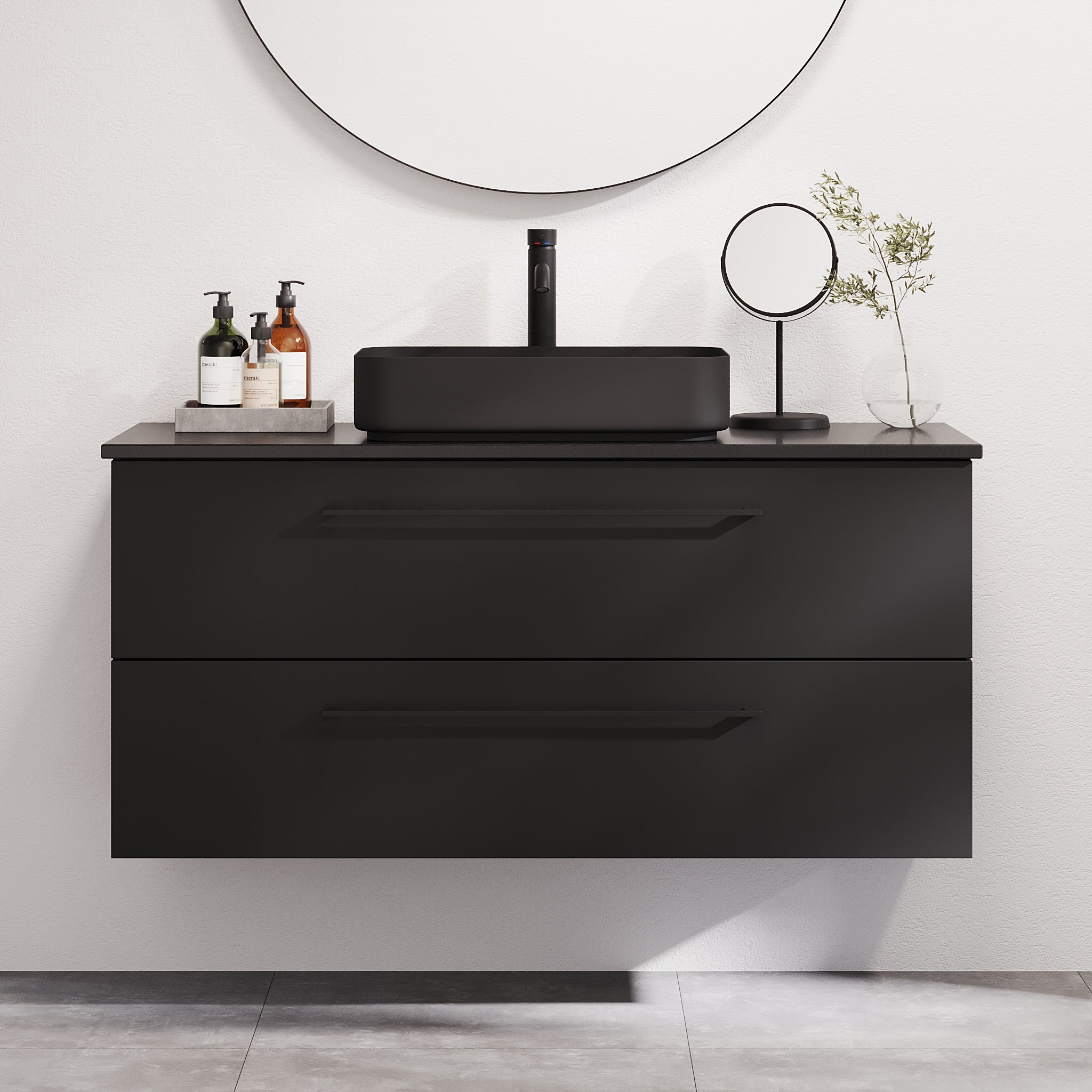 Vårhus Badrumsmöbel, Svart Matt - Tvättställsskåp - BATH DELUXE - PRESTIGE - 70 - 120 - 32 - 02 - 41 - BATHDELUXE SWEDEN
