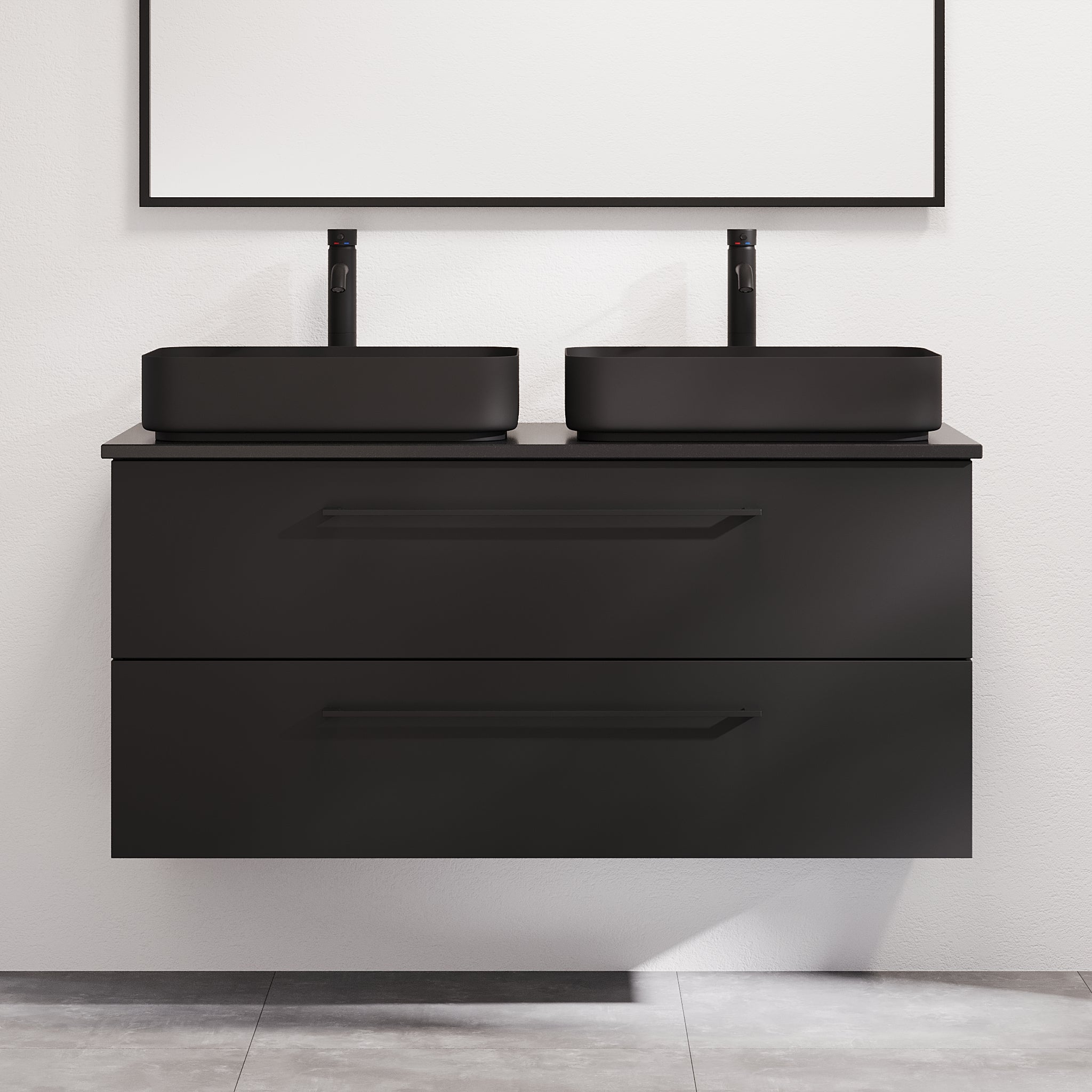 Vårhus Badrumsmöbel, Svart Matt - Tvättställsskåp - BATH DELUXE - PRESTIGE - 70 - 120 - 32 - 02 - 42 - BATHDELUXE SWEDEN