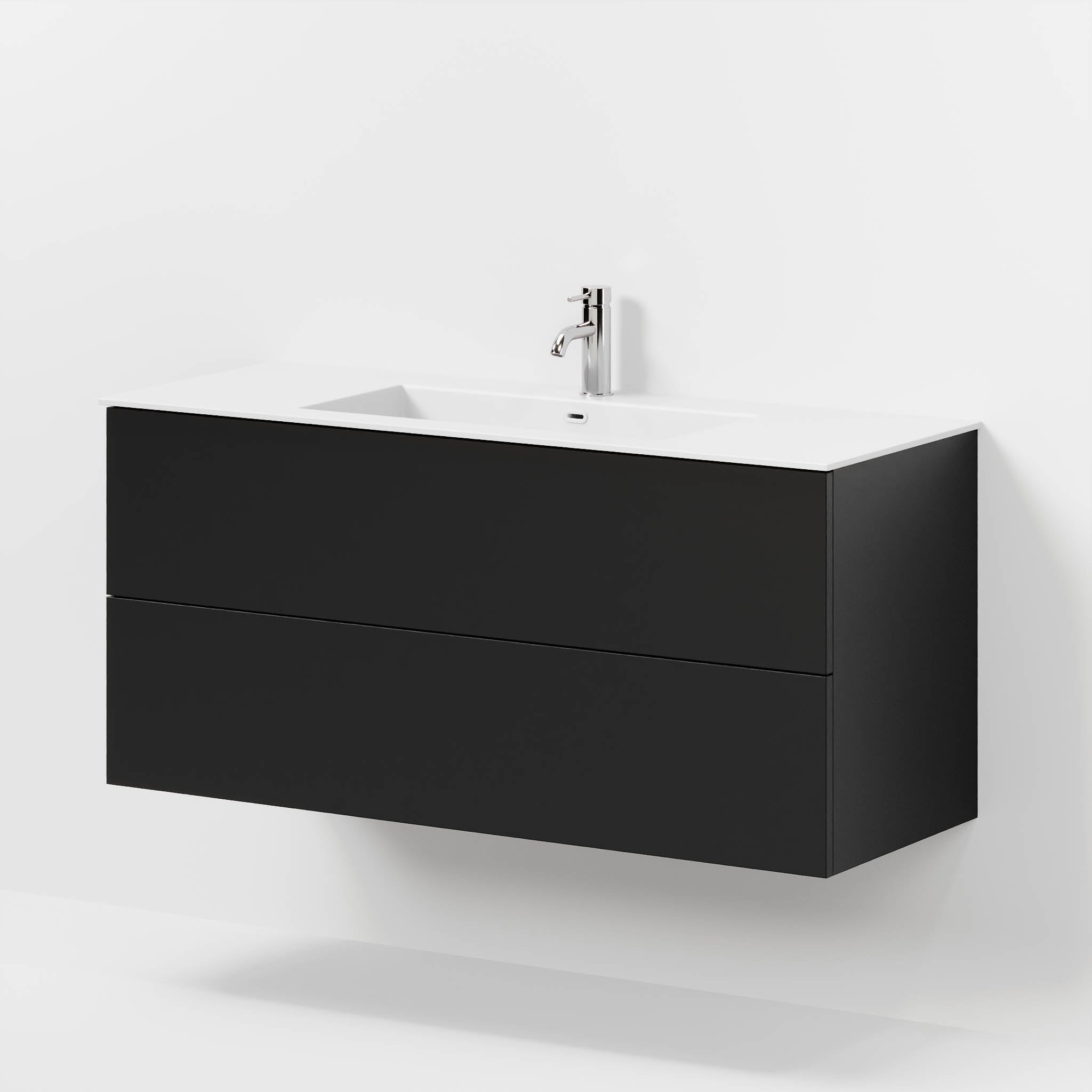 Badrumsmöbel med klassiska fronter - 120x46x57 cm - mattsvart - tvättställ i solid surface - Viborg - Tvättställsskåp - Bath Deluxe - 70-120-52-02-80 - BATHDELUXE SWEDEN