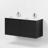 Badrumsmöbler med klassiska Fronter - 120x46x57 cm - matt svart - solid surface dubbelt tvättställ - Viborg - Tvättställsskåp - Bath Deluxe - Viborg - 70-120-52-02-81 - BATHDELUXE SWEDEN