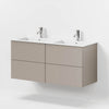 Badrumsmöbel med klassiska Fronter - 120x46x57 cm - dämpad sand - solid surface dubbelt handfat - Viborg - Tvättställsskåp - Bath Deluxe - Viborg - 70-120-52-30-81 - BATHDELUXE SWEDEN