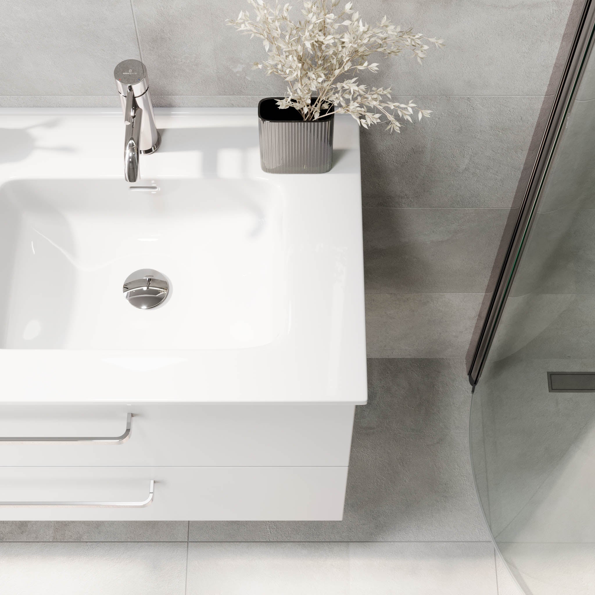 Voss Badrumsmöbel - Vit Matt - Badrumsmöbel - BATH DELUXE - PRESTIGE - 70-120-54-01-60 - BATHDELUXE SWEDEN