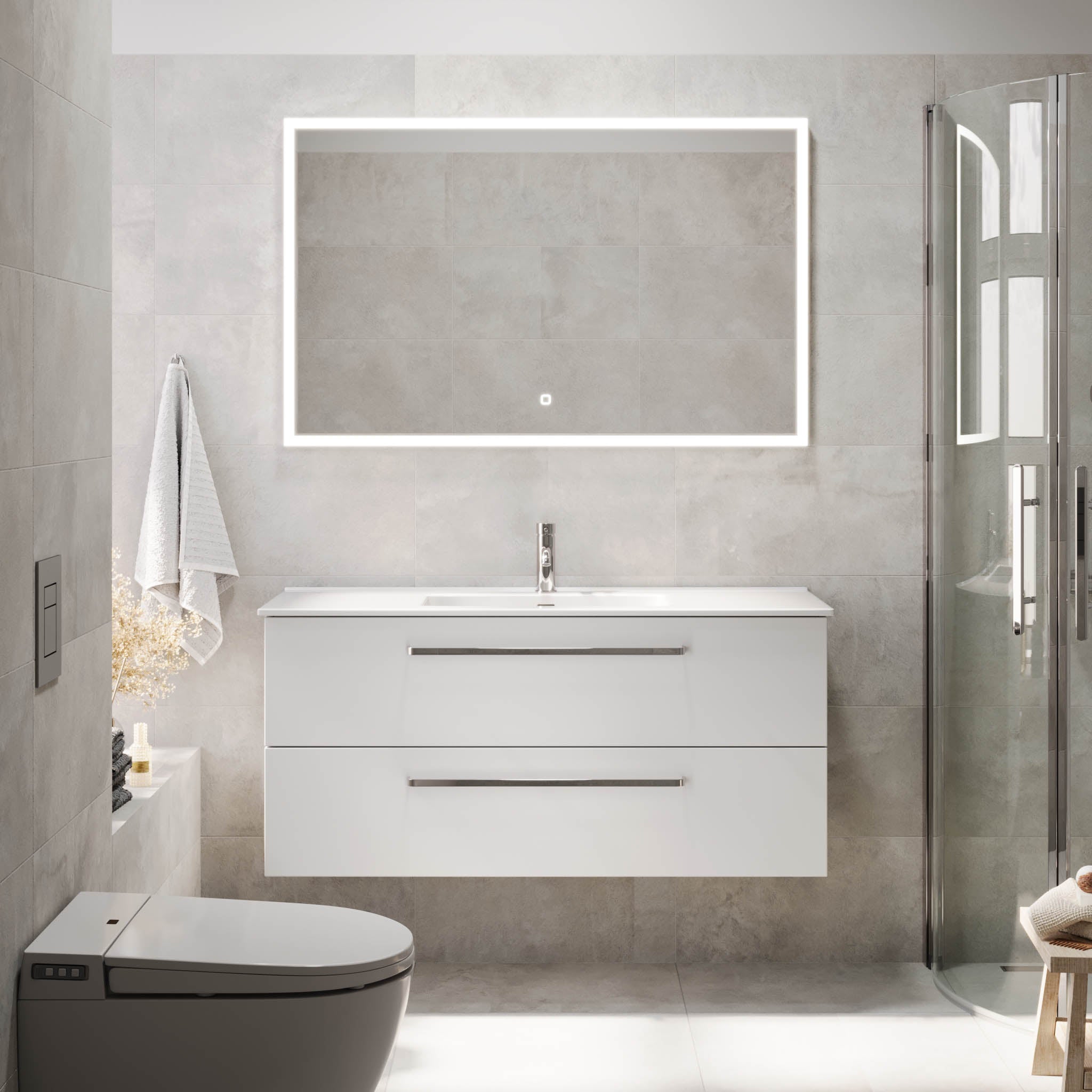 Voss Badrumsmöbel - Vit Matt - Badrumsmöbel - BATH DELUXE - PRESTIGE - 70-120-54-01-60 - BATHDELUXE SWEDEN