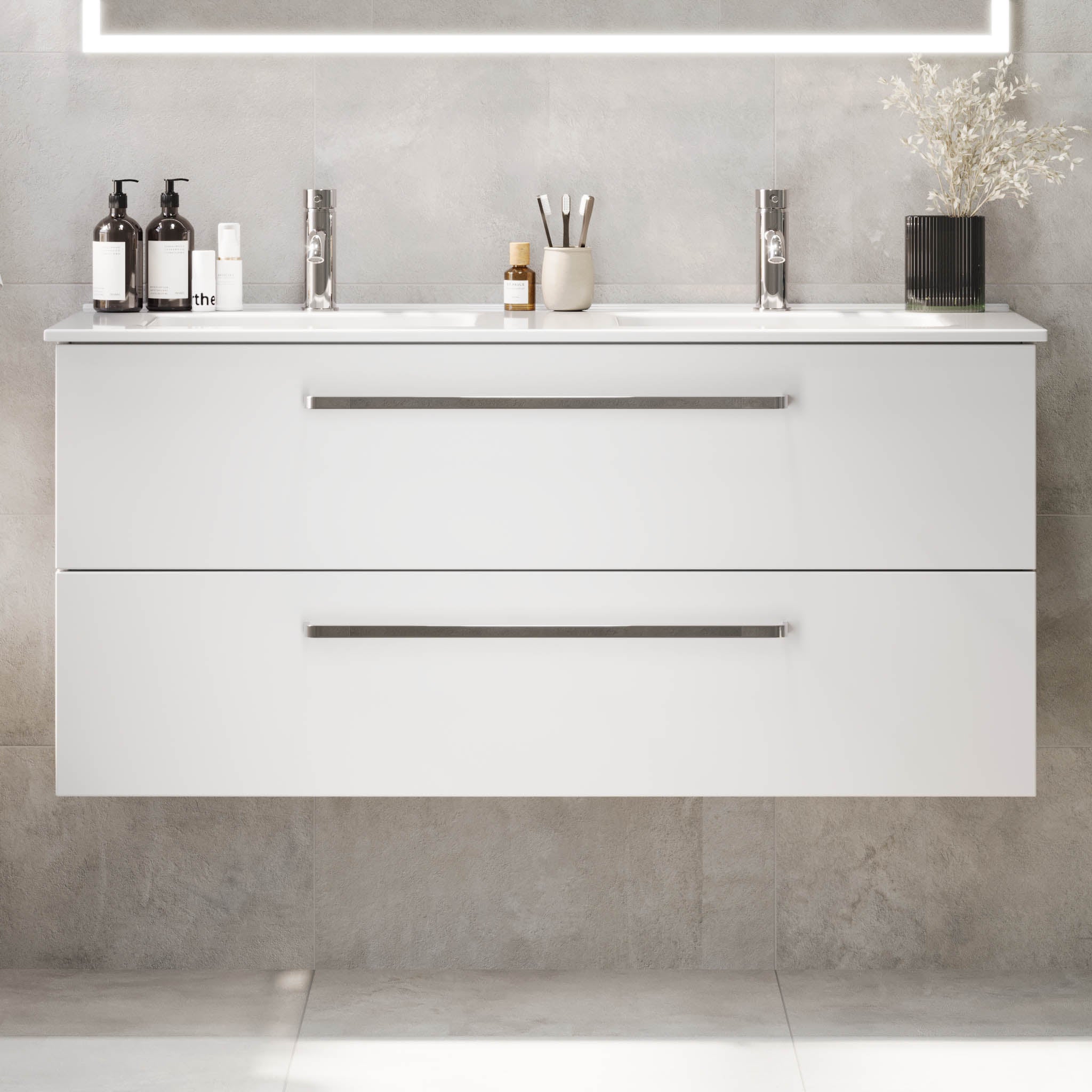 Voss Badrumsmöbel - Vit Matt - Badrumsmöbel - BATH DELUXE - PRESTIGE - 70-120-54-01-61 - BATHDELUXE SWEDEN