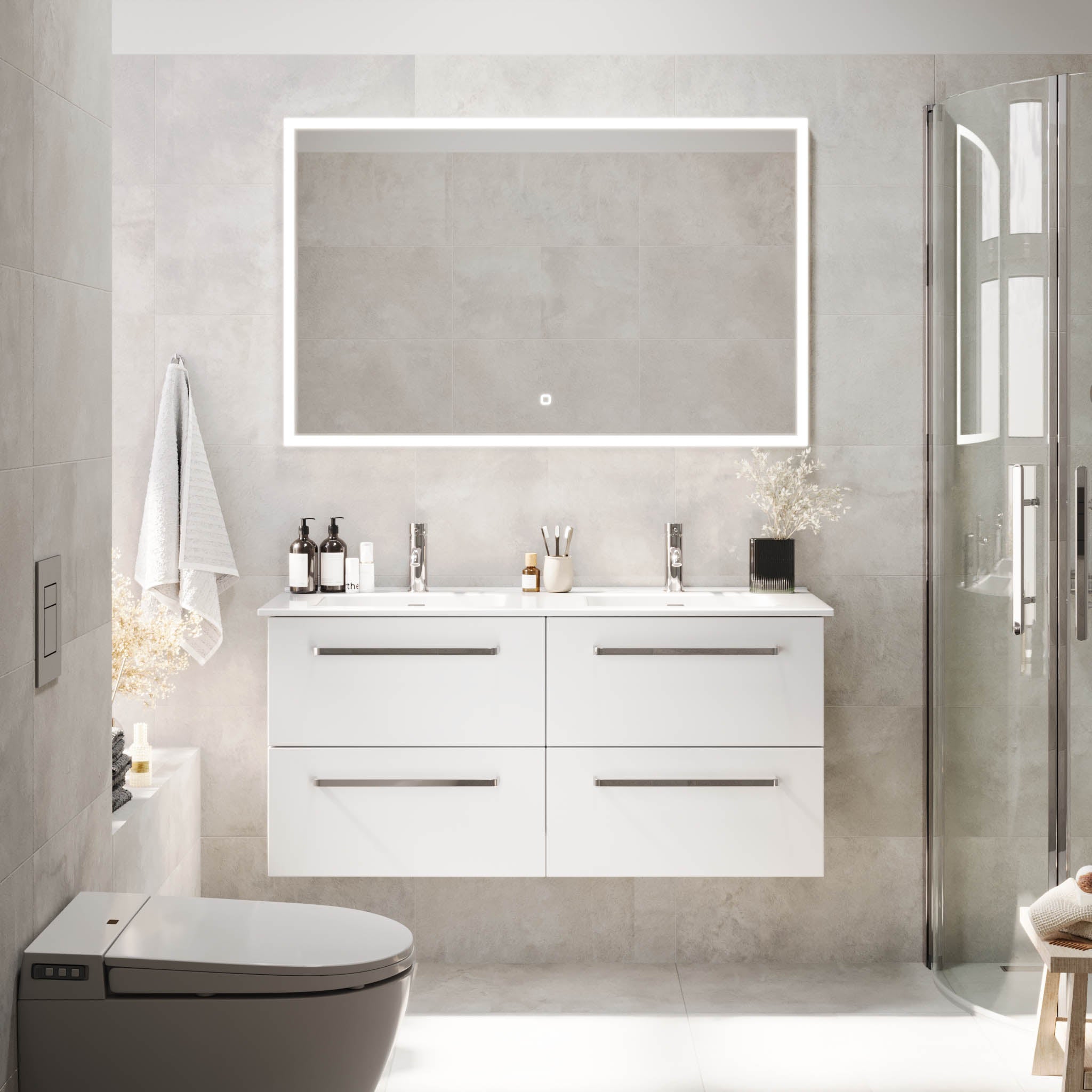 Voss Badrumsmöbel - Vit Matt - Badrumsmöbel - BATH DELUXE - PRESTIGE - 70-120-54-01-62 - BATHDELUXE SWEDEN