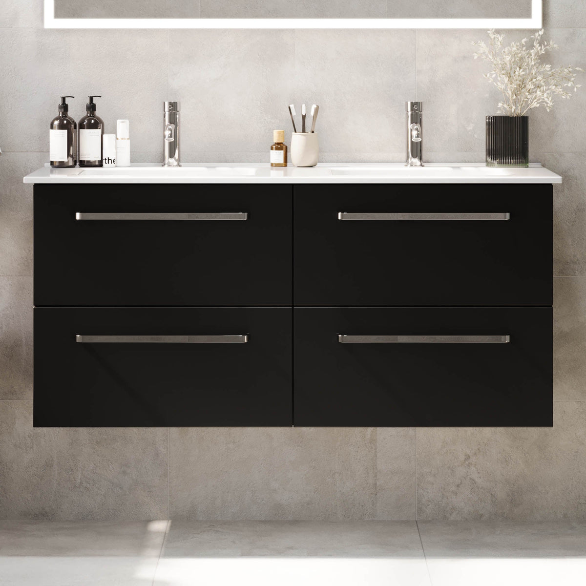 Voss, Furniture Set - Basin & Cabinet, Black Mat - 120 cm - MASTERSTORE - 8595677194401 - Furniture Set - Basin & Cabinet - 70-120-54-02-62 - 8595677194401