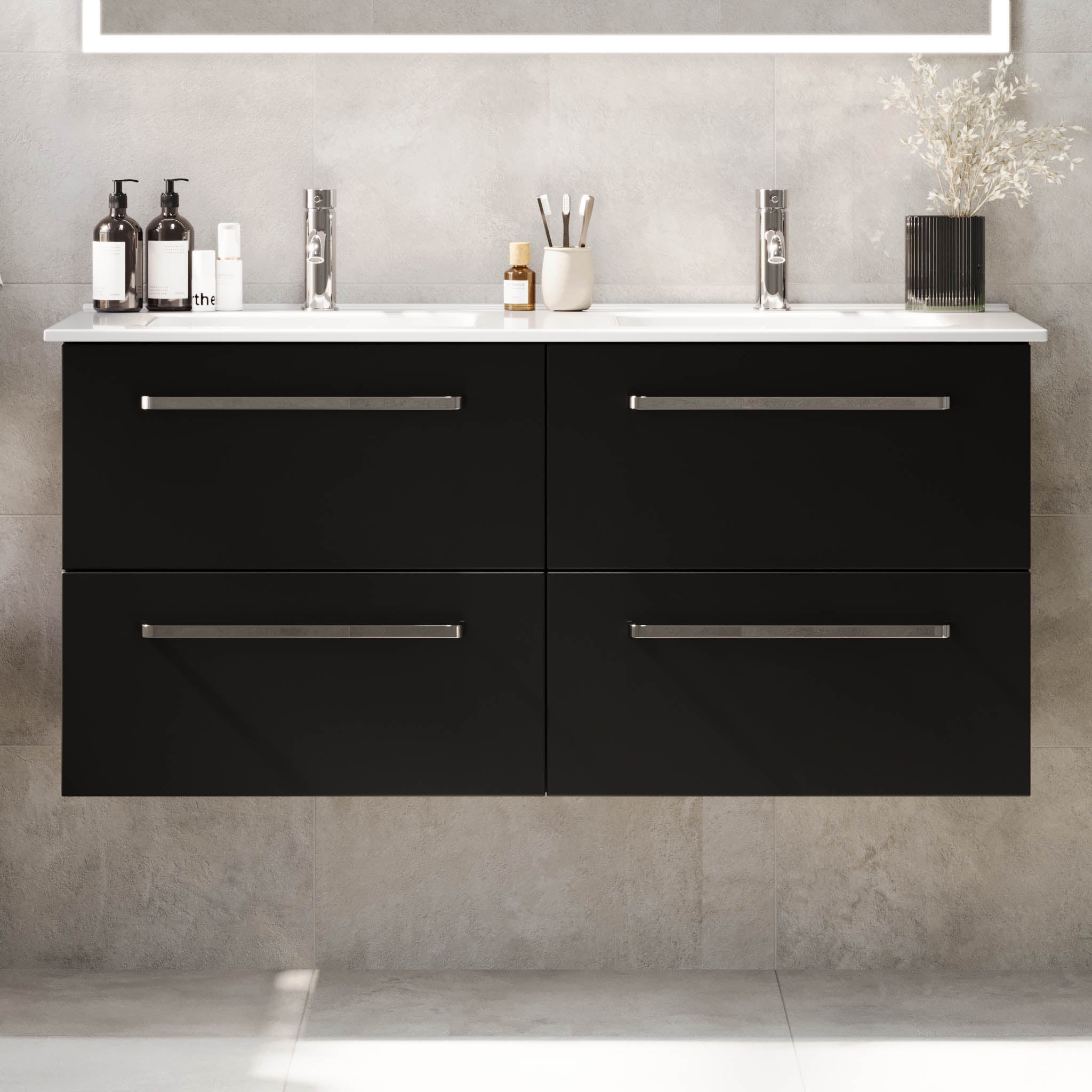 Voss Badrumsmöbel - Matt Svart - Badrumsmöbel - BATH DELUXE - PRESTIGE - 70-120-54-02-62 - BATHDELUXE SWEDEN