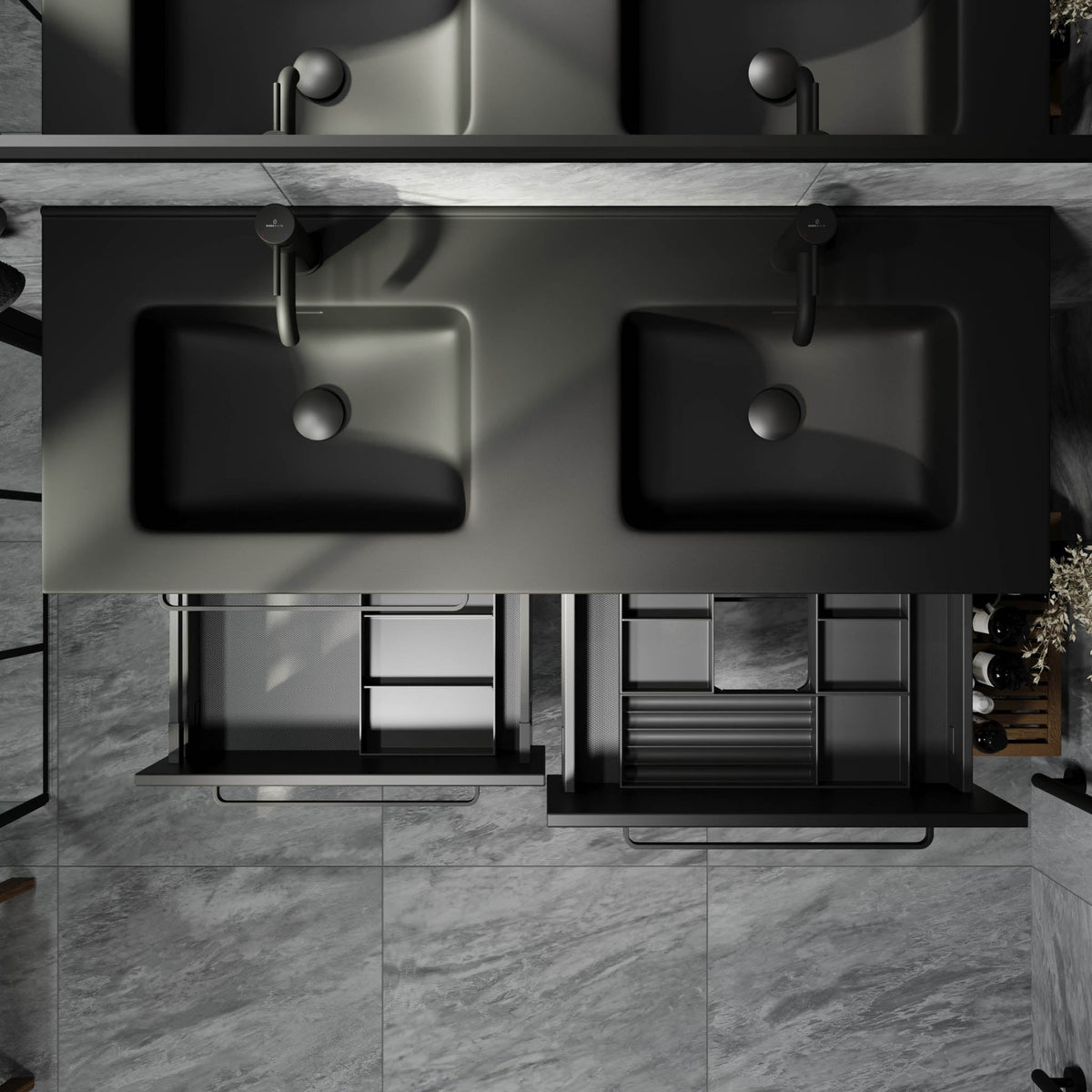 Vegsund, Furniture Set - Basin & Cabinet, Black Mat - 120 cm - MASTERSTORE - 8595677194463 - Furniture Set - Basin & Cabinet - 70-120-56-02-60 - 8595677194463