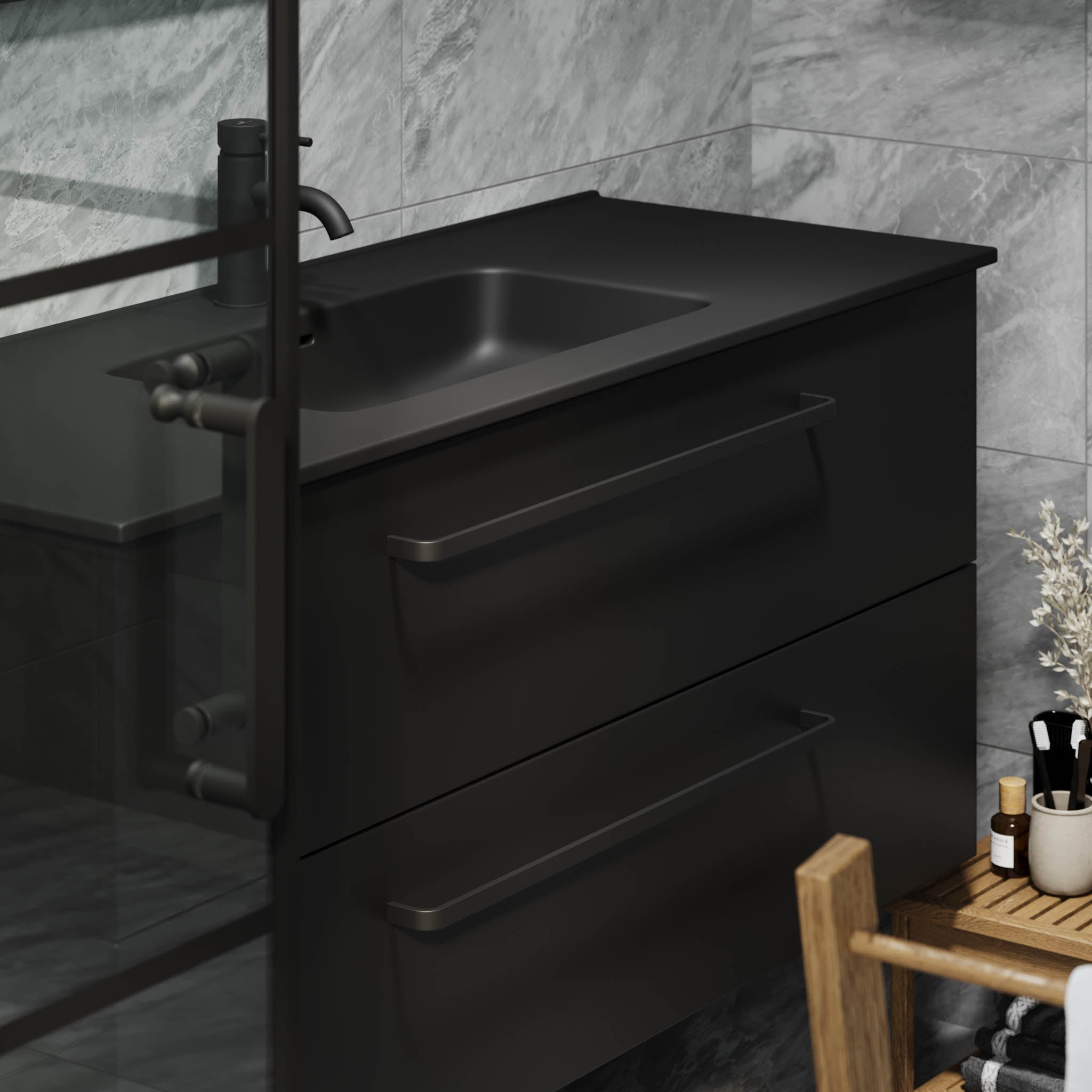 Vegsund, Furniture Set - Basin & Cabinet, Black Mat - 120 cm - MASTERSTORE - 8595677194487 - Furniture Set - Basin & Cabinet - 70-120-56-02-62 - 8595677194487