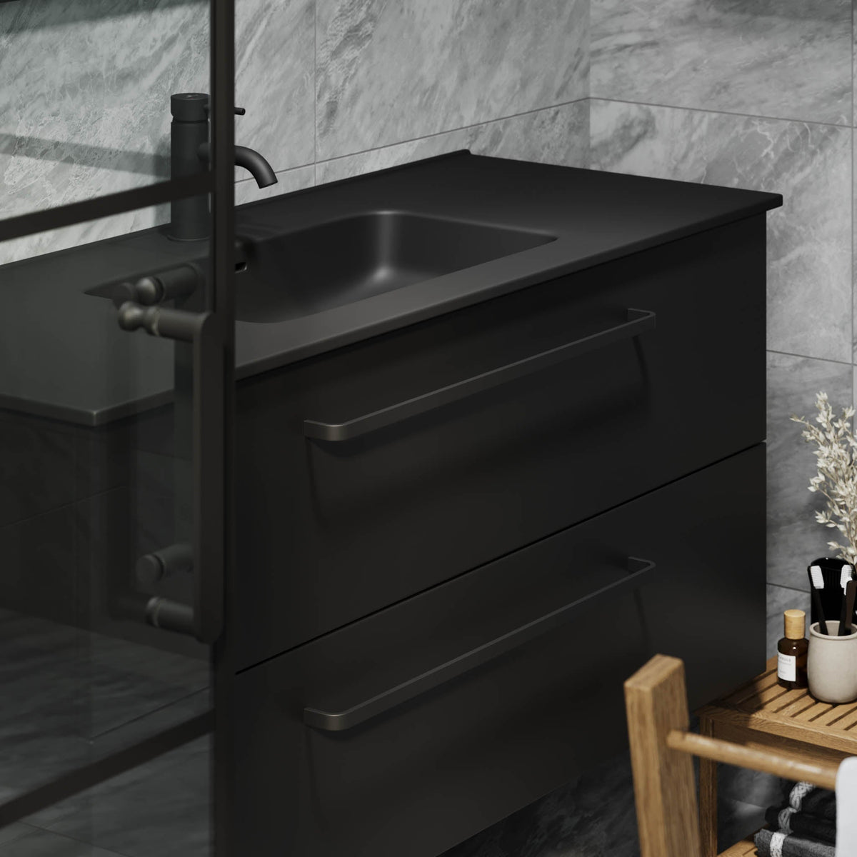 Vegsund, Furniture Set - Basin & Cabinet, Black Mat - 120 cm - MASTERSTORE - 8595677194487 - Furniture Set - Basin & Cabinet - 70-120-56-02-62 - 8595677194487