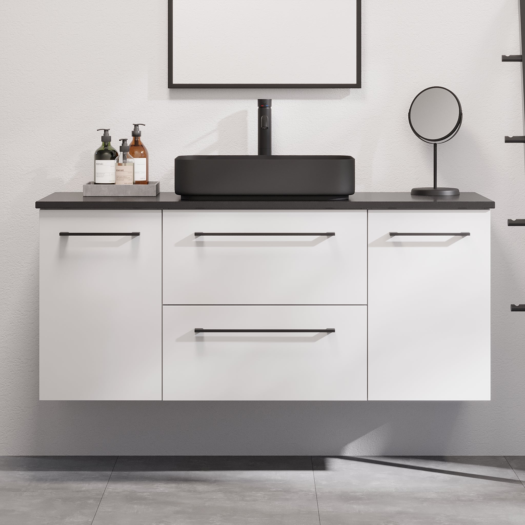 Vårhus Badrumsmöbel, Vit Matt - Tvättställsskåp - BATH DELUXE - PRESTIGE - 70 - 130 - 32 - 01 - 40 - BATHDELUXE SWEDEN