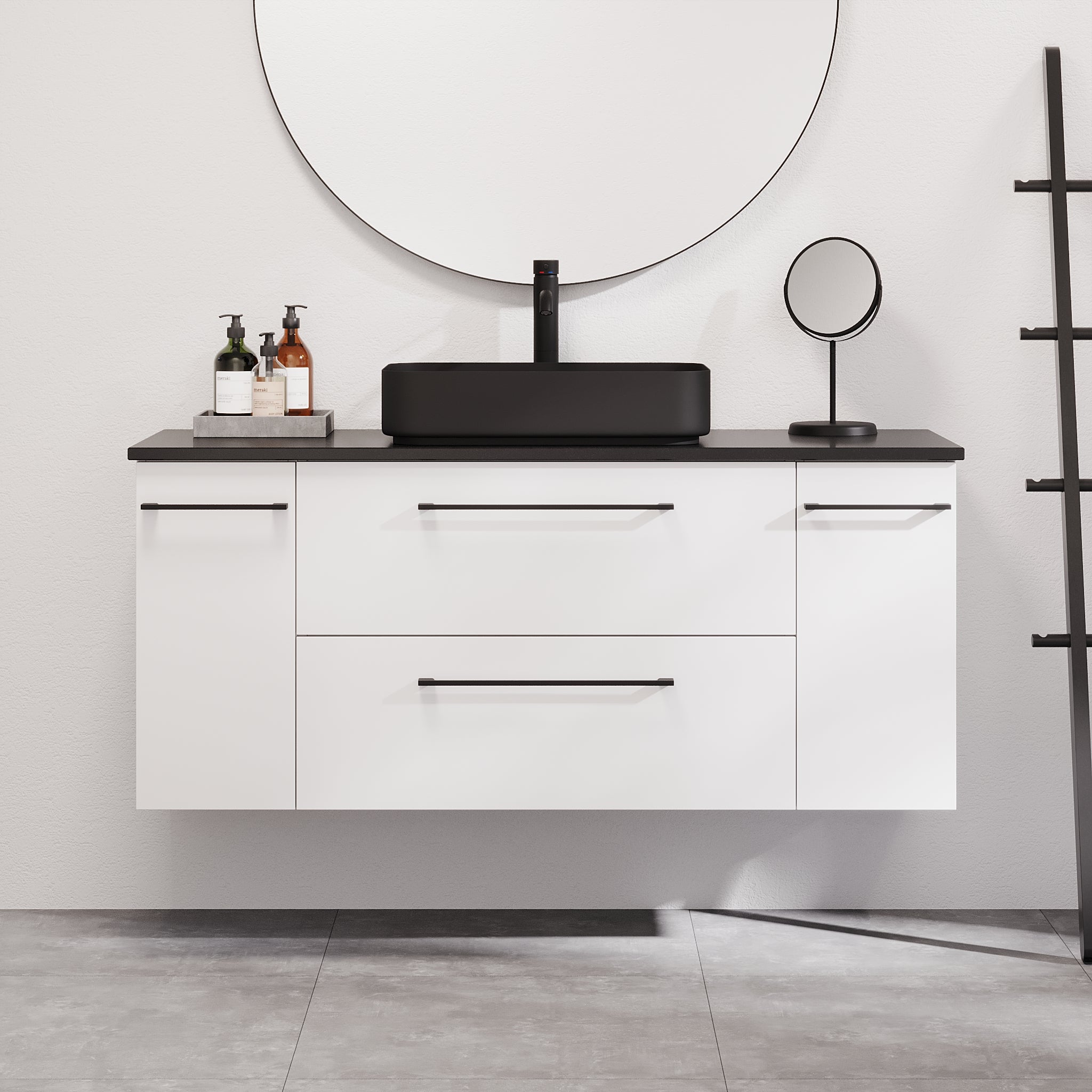Vårhus Badrumsmöbel, Vit Matt - Tvättställsskåp - BATH DELUXE - PRESTIGE - 70 - 130 - 32 - 01 - 41 - BATHDELUXE SWEDEN
