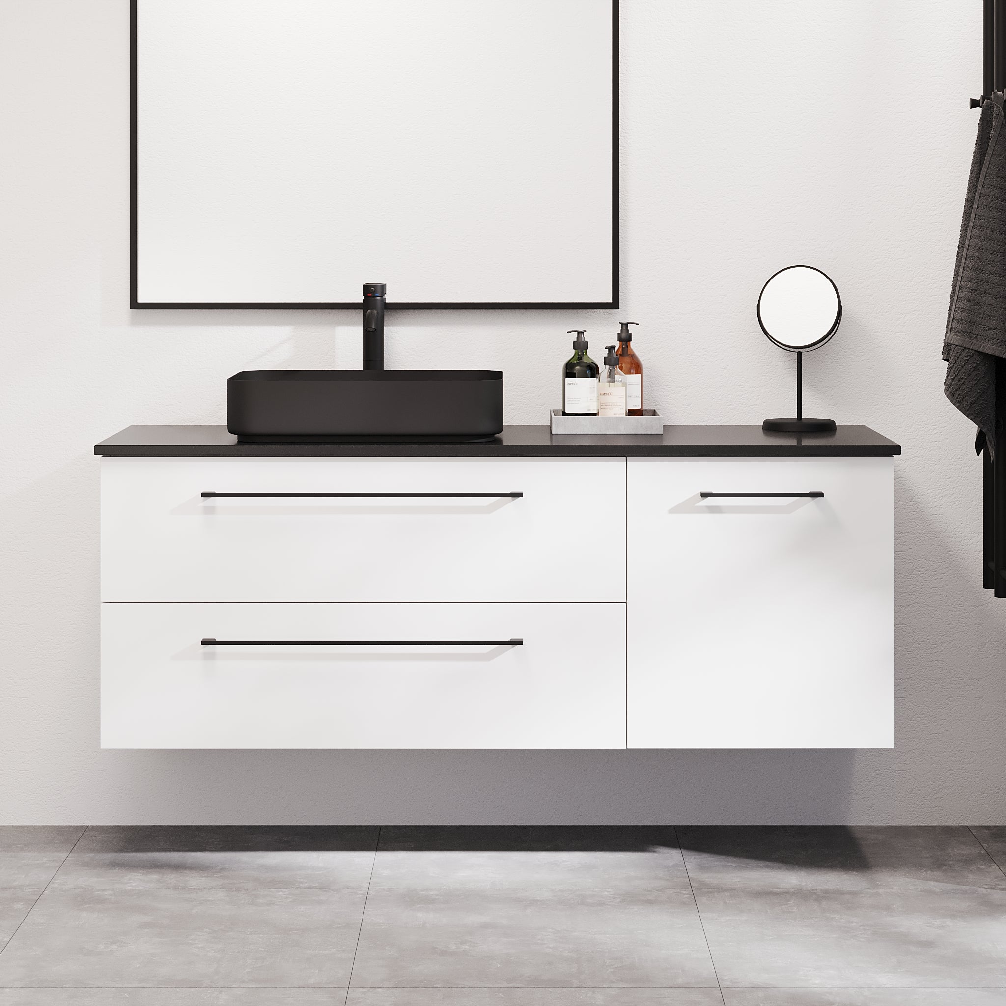 Vårhus Badrumsmöbel, Vit Matt - Tvättställsskåp - BATH DELUXE - PRESTIGE - 70 - 150 - 32 - 01 - 40 - BATHDELUXE SWEDEN