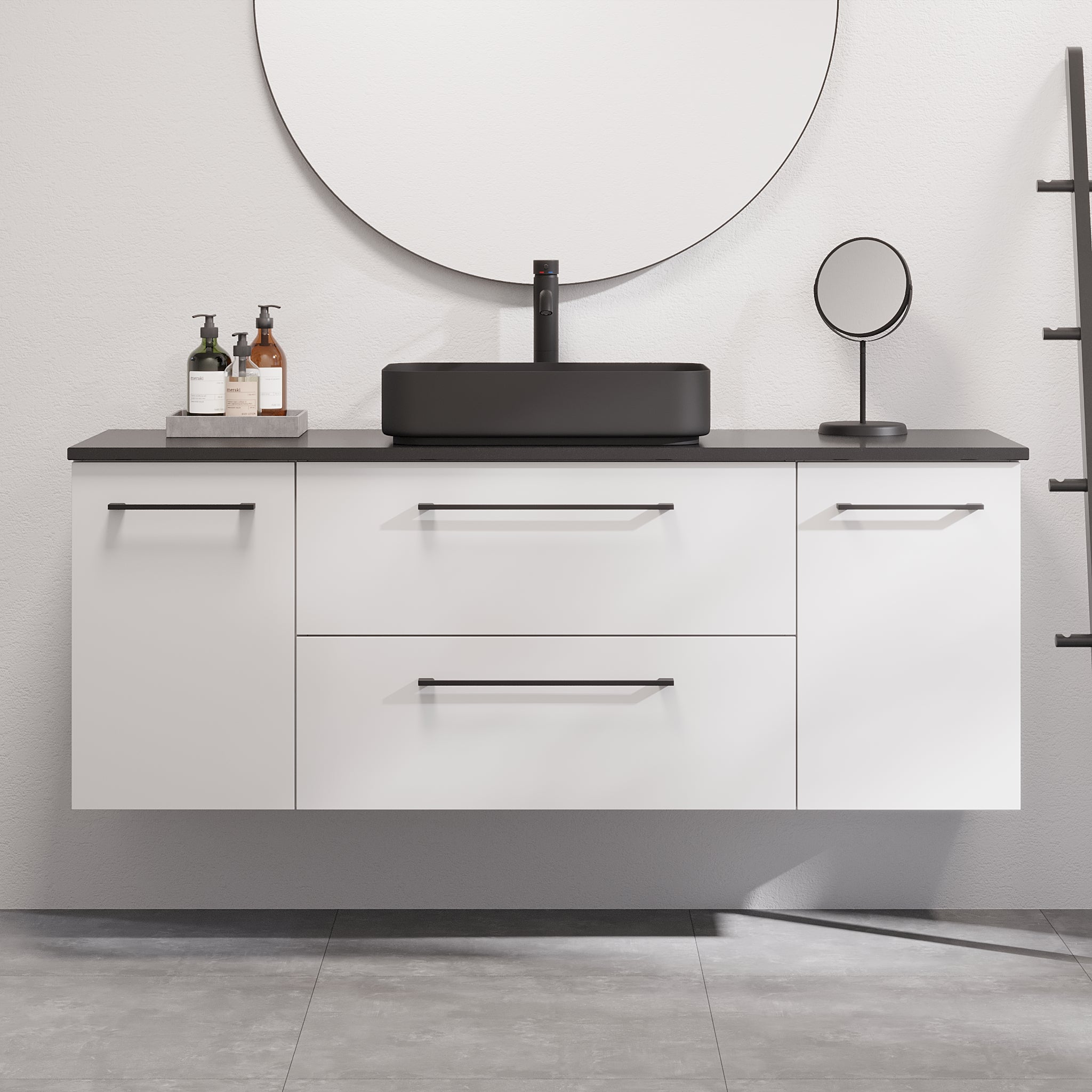 Vårhus Badrumsmöbel, Vit Matt - Tvättställsskåp - BATH DELUXE - PRESTIGE - 70 - 150 - 32 - 01 - 41 - BATHDELUXE SWEDEN