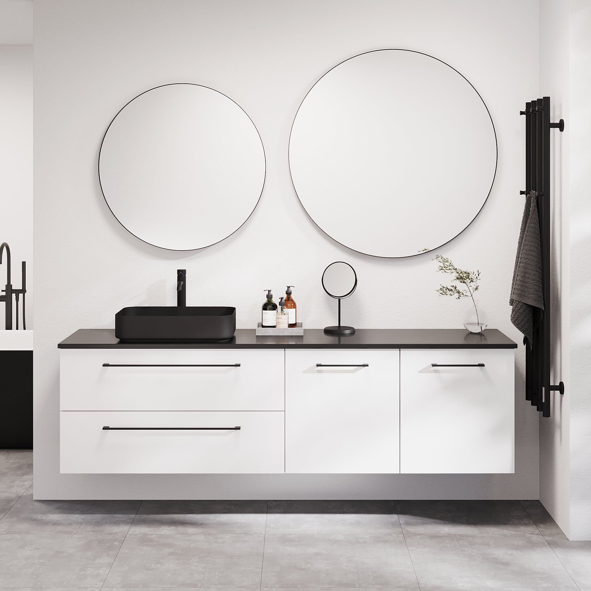 Vårhus Badrumsmöbel, Vit Matt - Tvättställsskåp - BATH DELUXE - PRESTIGE - 70 - 160 - 32 - 01 - 40 - BATHDELUXE SWEDEN