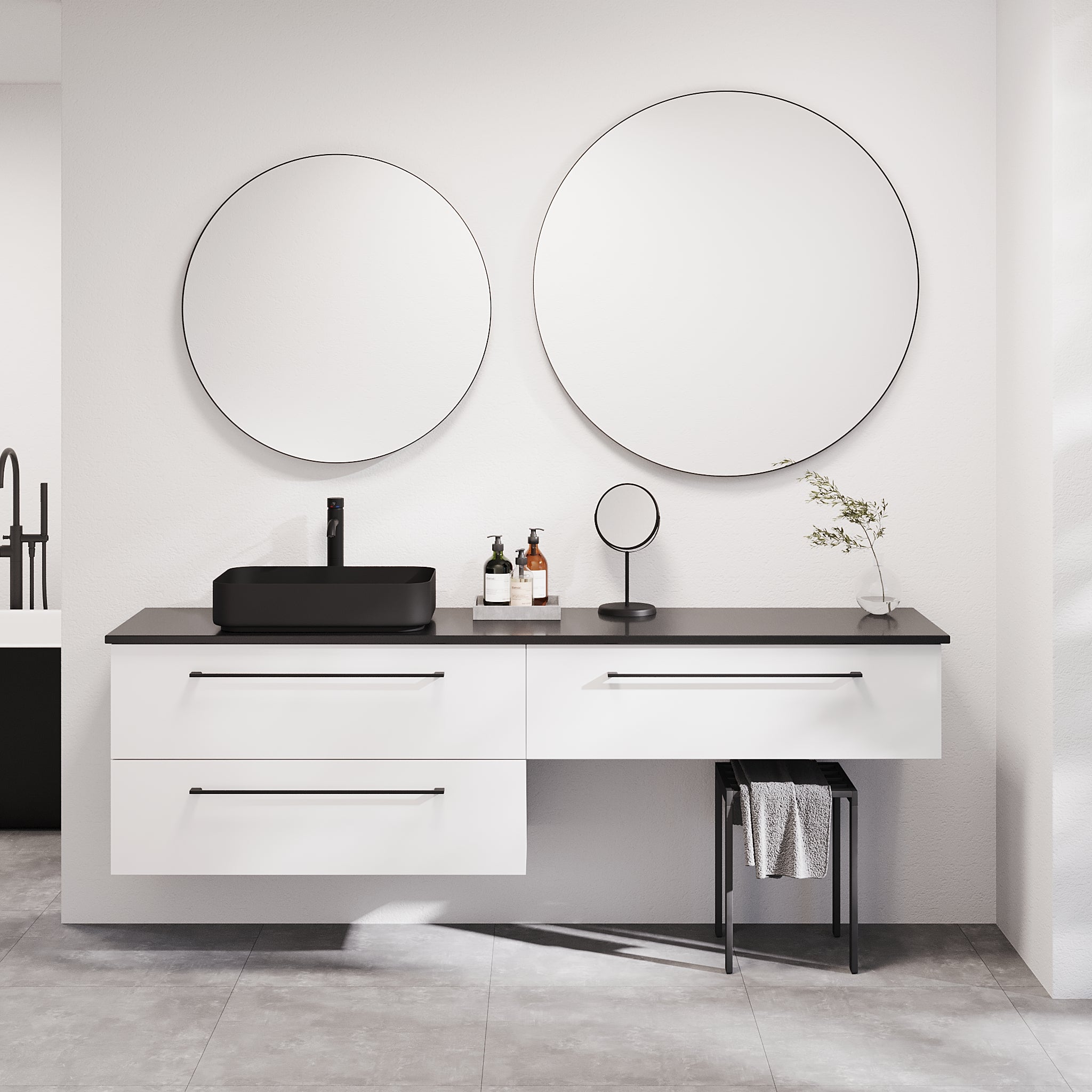 Vårhus Badrumsmöbel, Vit Matt - Tvättställsskåp - BATH DELUXE - PRESTIGE - 70 - 200 - 32 - 01 - 40 - BATHDELUXE SWEDEN