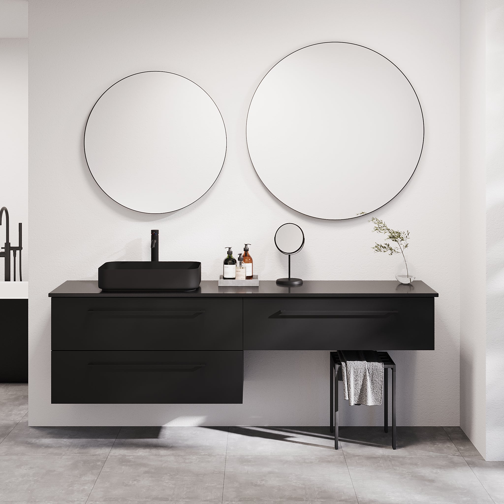 Vårhus Badrumsmöbel, Svart Matt - Tvättställsskåp - BATH DELUXE - PRESTIGE - 70 - 200 - 32 - 02 - 40 - BATHDELUXE SWEDEN