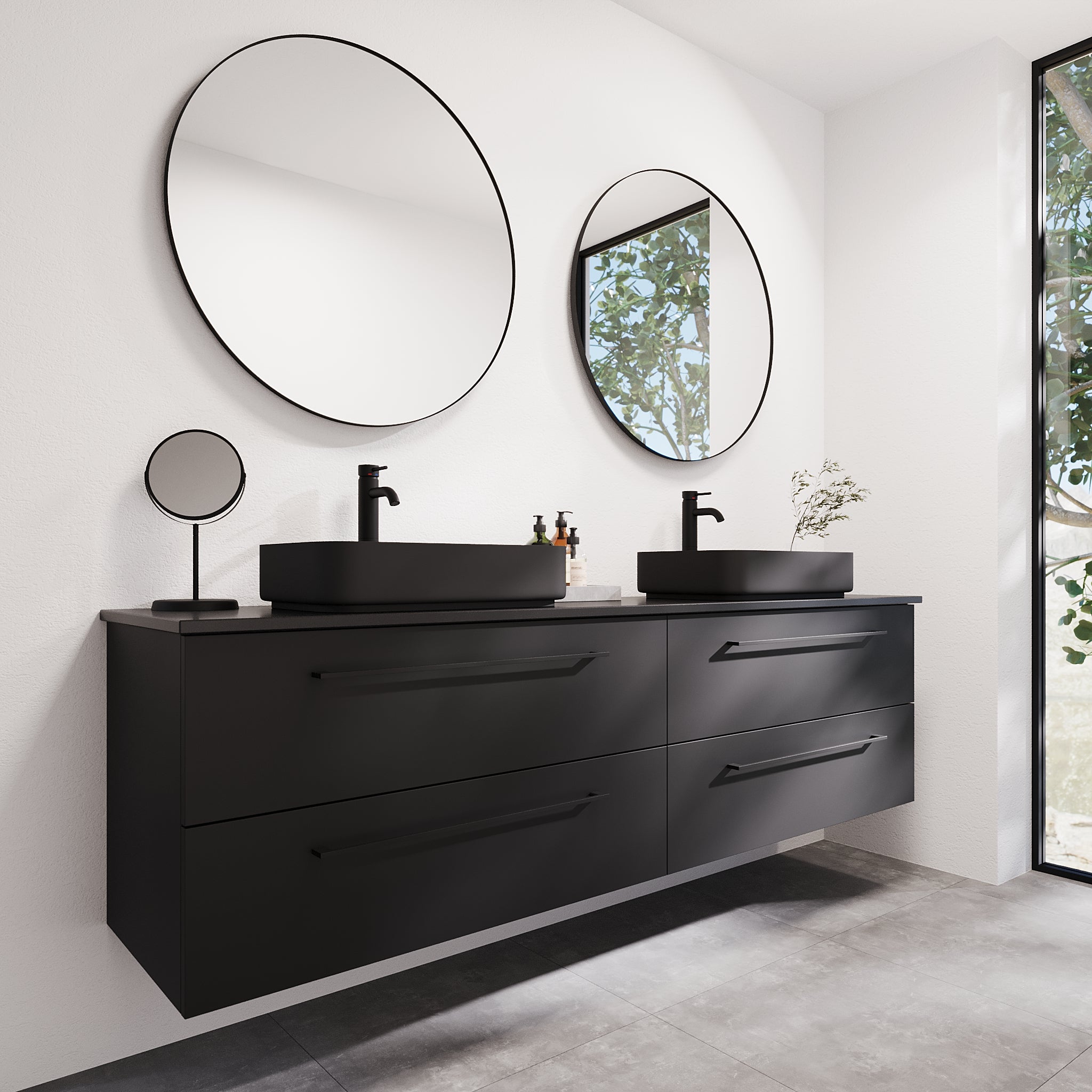 Vårhus Badrumsmöbel, Svart Matt - Tvättställsskåp - BATH DELUXE - PRESTIGE - 70 - 200 - 32 - 02 - 40 - BATHDELUXE SWEDEN