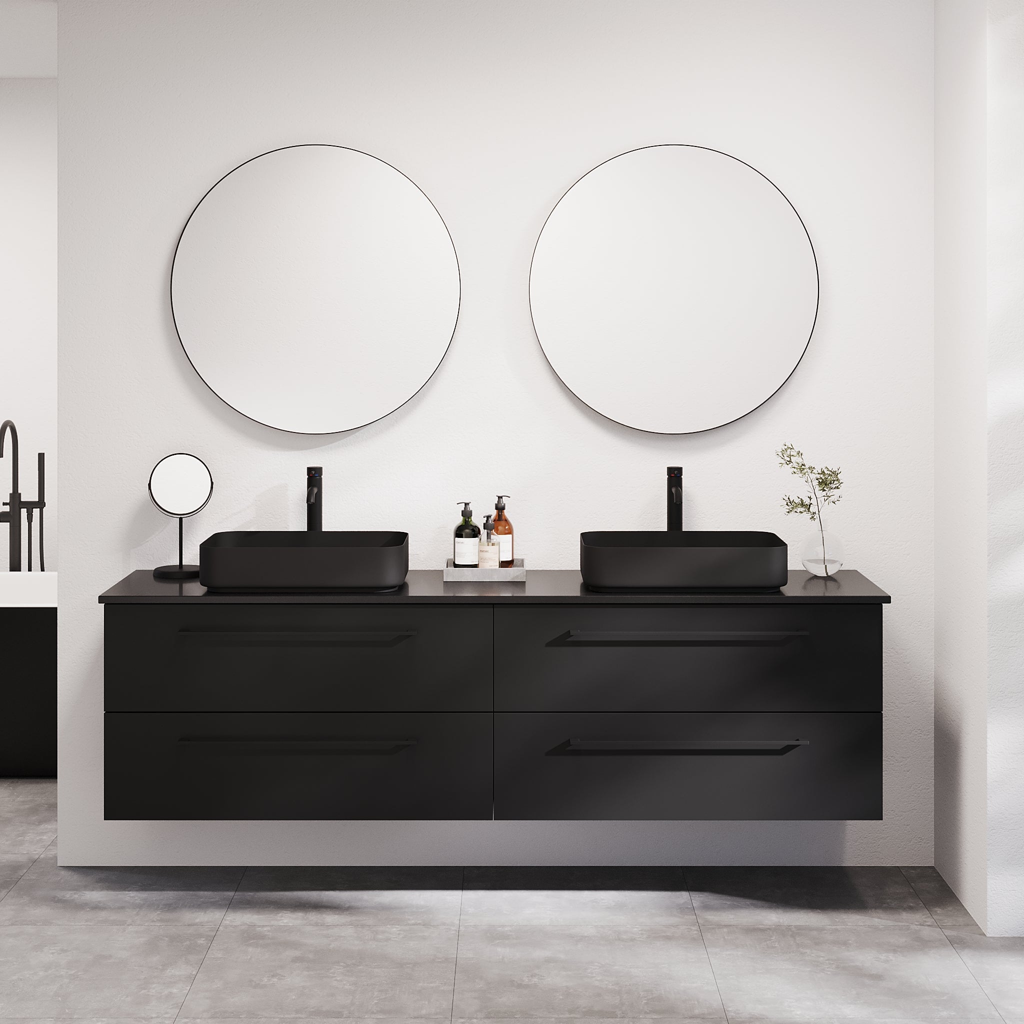 Vårhus Badrumsmöbel, Svart Matt - Tvättställsskåp - BATH DELUXE - PRESTIGE - 70 - 200 - 32 - 02 - 42 - BATHDELUXE SWEDEN