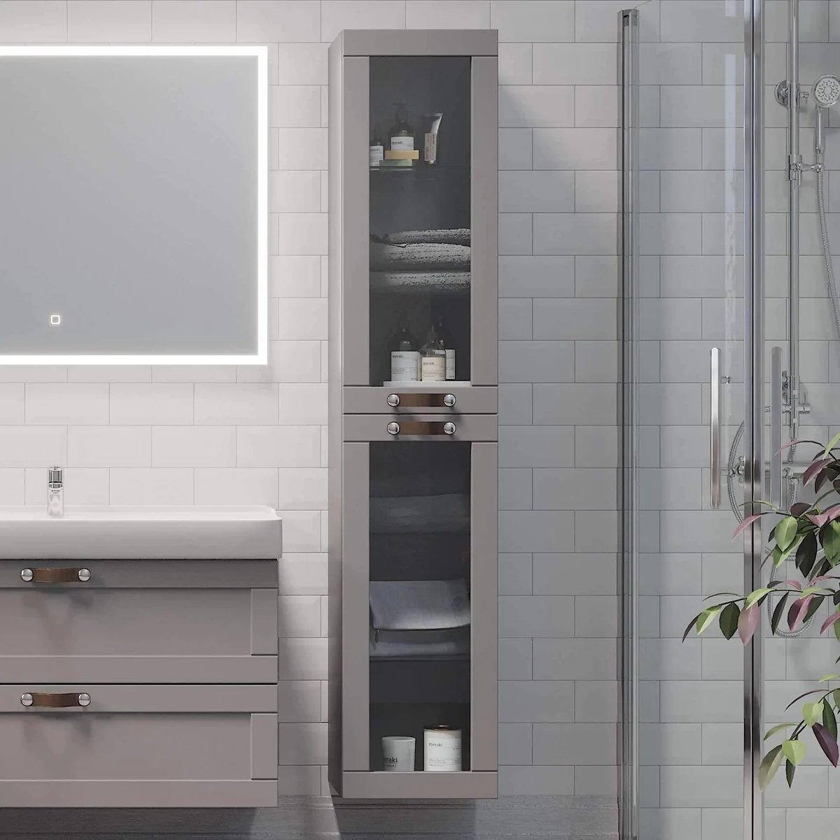 Namsos Högskåp, Grå Matt - Högskåp - BATH DELUXE - PRESTIGE - 71 - 035 - 01 - 03 - 00 - BATHDELUXE SWEDEN