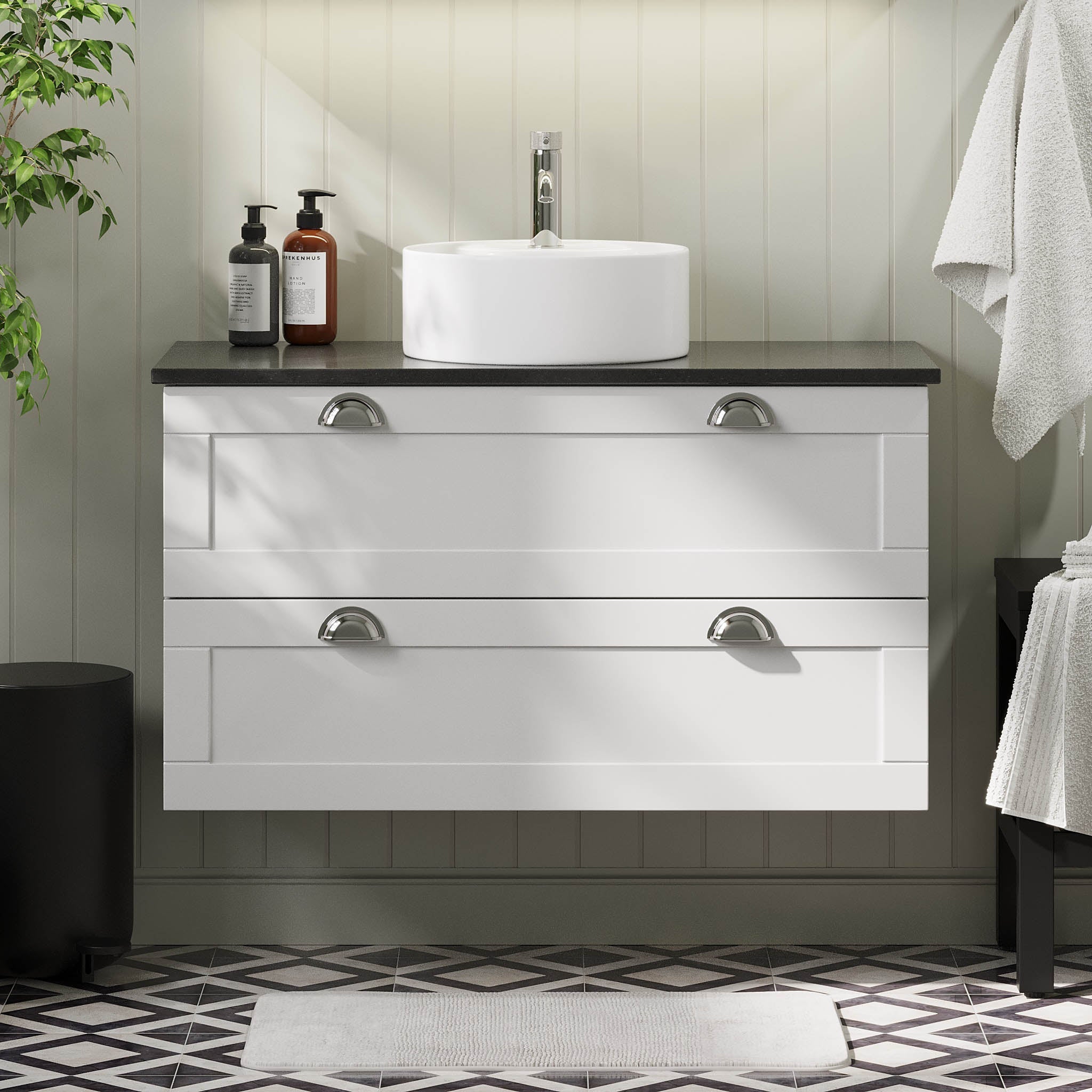 Nabbetorp Badrumsmöbel, Vit Matt - Tvättställsskåp - BATH DELUXE - PRESTIGE - 71 - 100 - 03 - 01 - 40 - BATHDELUXE SWEDEN