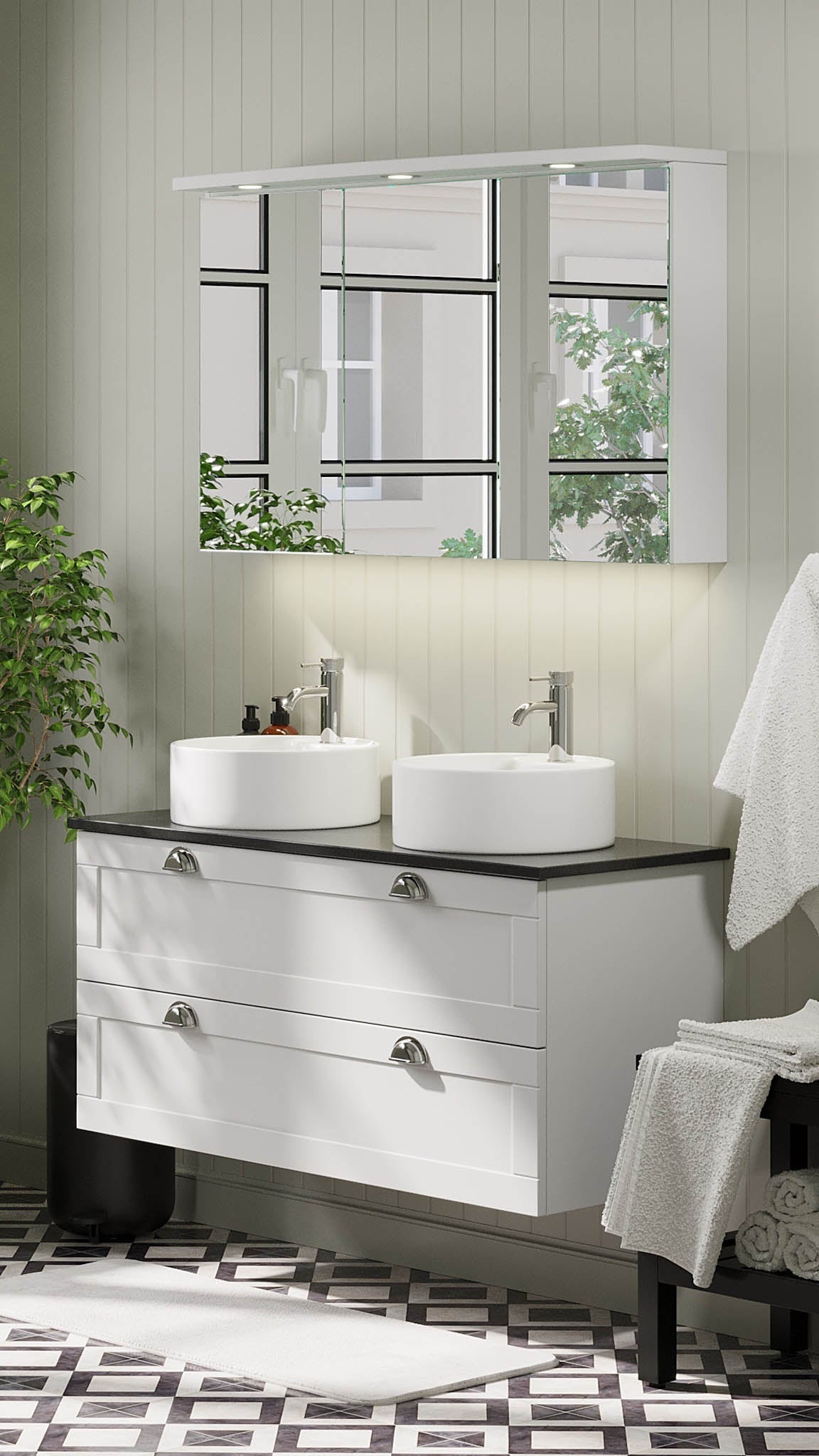 Nabbetorp Badrumsmöbel, Vit Matt - Tvättställsskåp - BATH DELUXE - PRESTIGE - 71 - 120 - 03 - 01 - 41 - BATHDELUXE SWEDEN