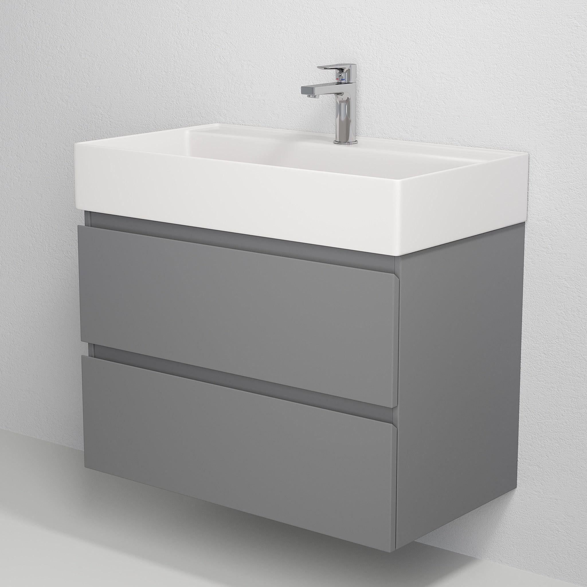 Sjøholt Badrumsmöbel, Grå Matt - Tvättställsskåp - BATH DELUXE - PRESTIGE - 73 - 080 - 06 - 03 - 00 - BATHDELUXE SWEDEN