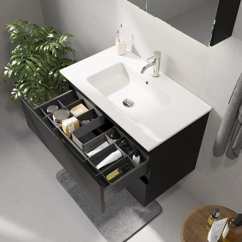 Saltnes Badrumsmöbel, Svart Matt - Tvättställsskåp - BATH DELUXE - PRESTIGE - 73 - 080 - 50 - 02 - 40 - BATHDELUXE SWEDEN