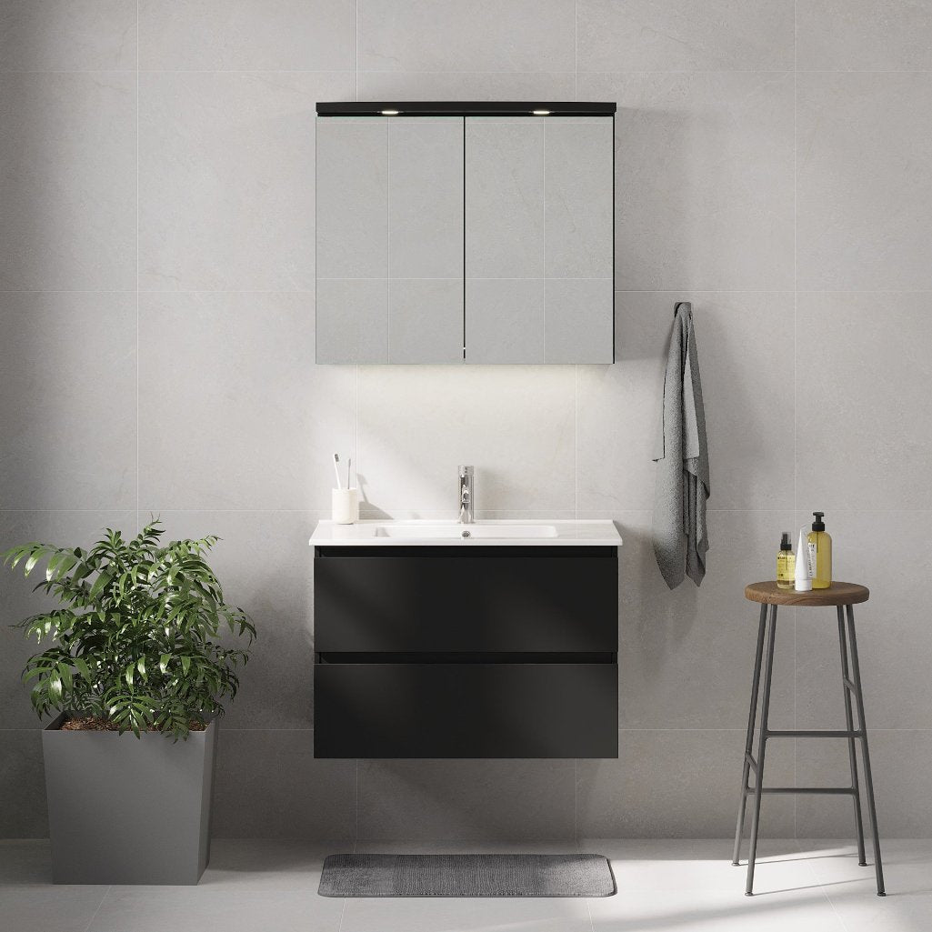 Saltnes Badrumsmöbel, Svart Matt - Tvättställsskåp - BATH DELUXE - PRESTIGE - 73 - 080 - 50 - 02 - 40 - BATHDELUXE SWEDEN