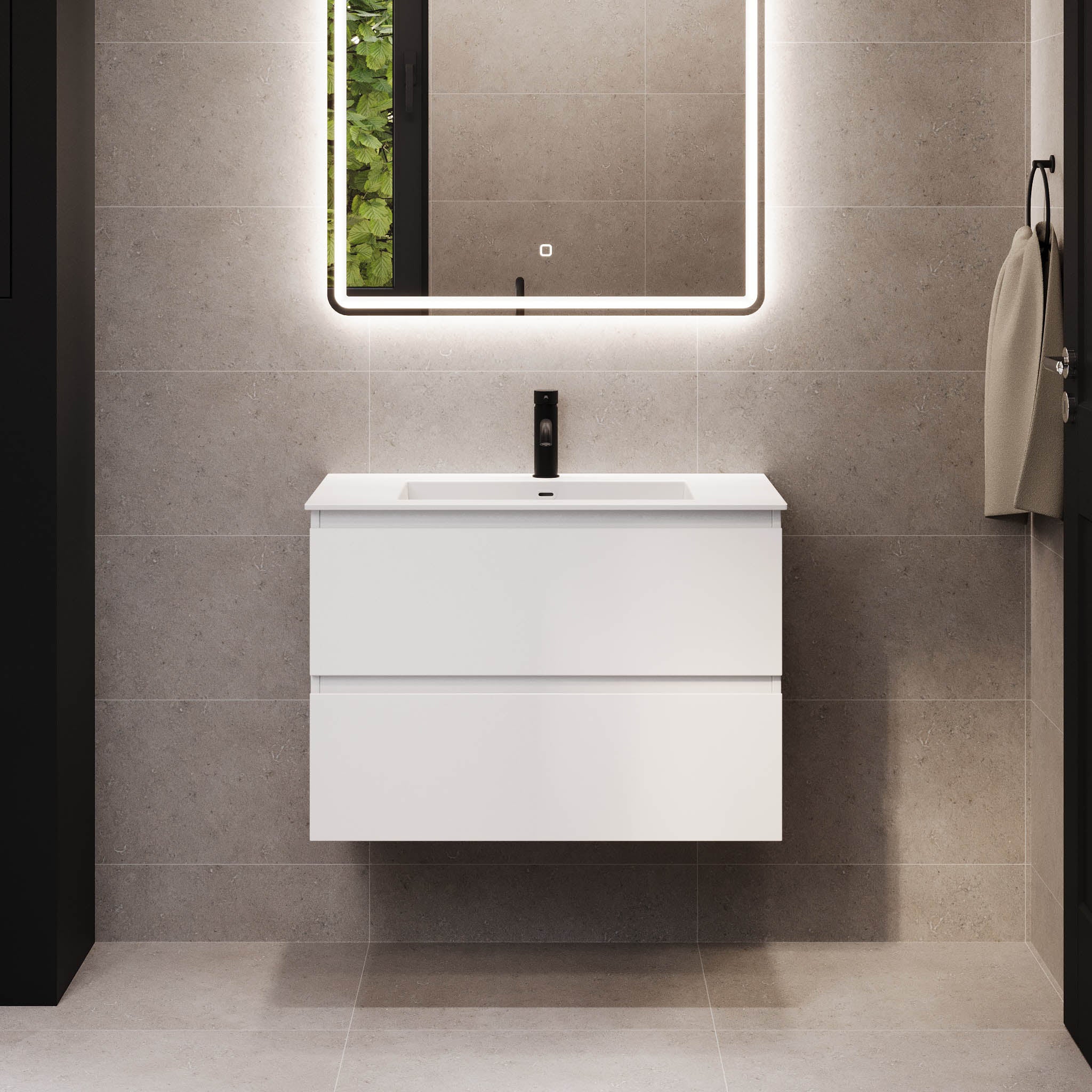 Sifjord Badrumsmöbel, Vit Matt - Tvättställsskåp - BATH DELUXE - PRESTIGE - 73 - 080 - 52 - 01 - 40 - BATHDELUXE SWEDEN