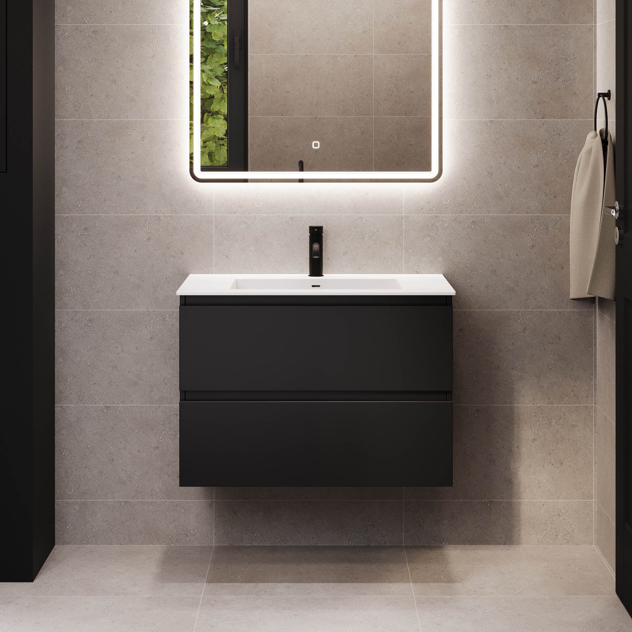 Sifjord Badrumsmöbel, Svart Matt - Tvättställsskåp - BATH DELUXE - PRESTIGE - 73 - 080 - 52 - 02 - 40 - BATHDELUXE SWEDEN