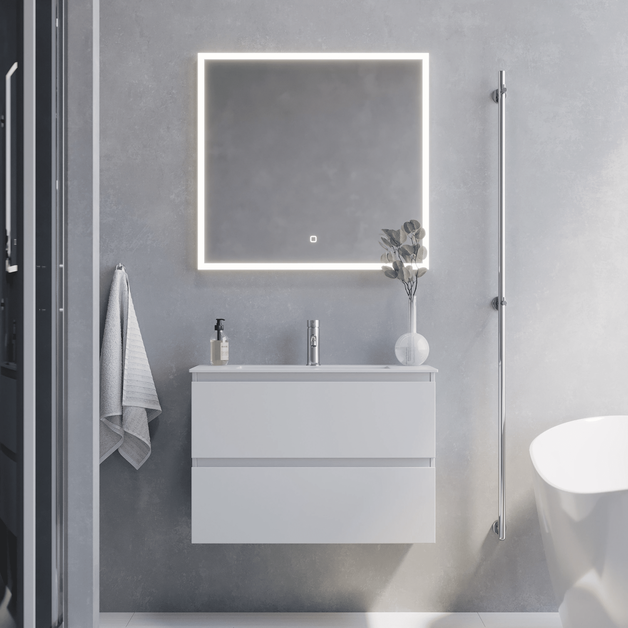 Sandshamn, Furniture Set - Basin & Cabinet, White Mat - 80 cm - MASTERSTORE - 8595677150933 - Furniture Set - Code - 73-080-70-01-30 - 8595677150933