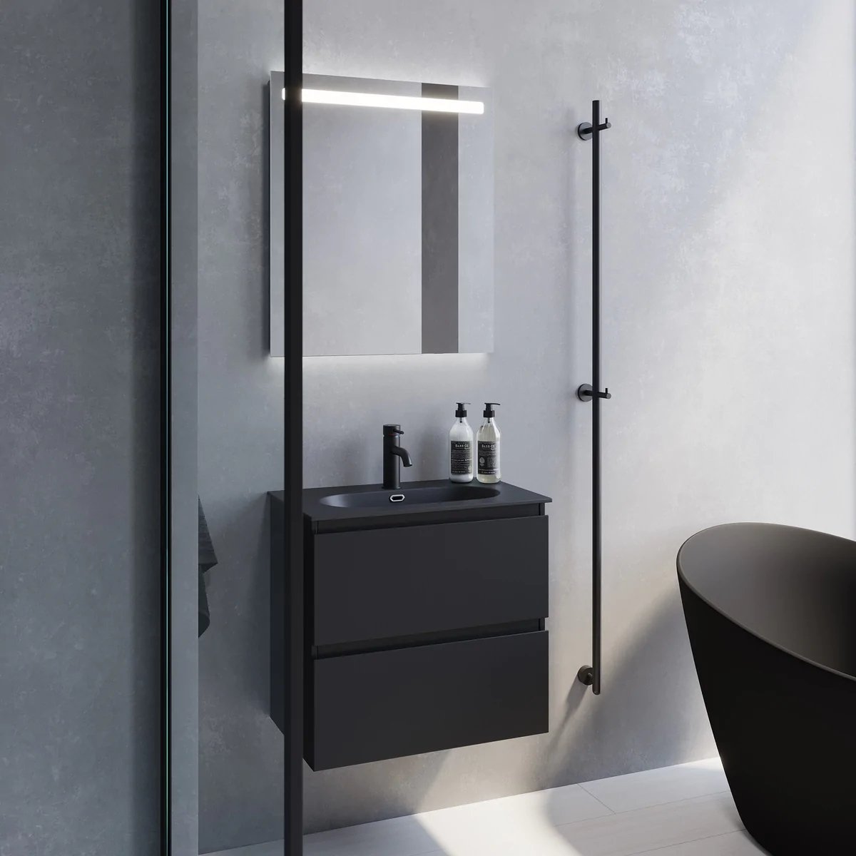 Sandvika Slimline Badrumsmöbel, Svart Matt - Tvättställsskåp - BATH DELUXE - PRESTIGE - 73 - 080 - 73 - 02 - 30 - BATHDELUXE SWEDEN
