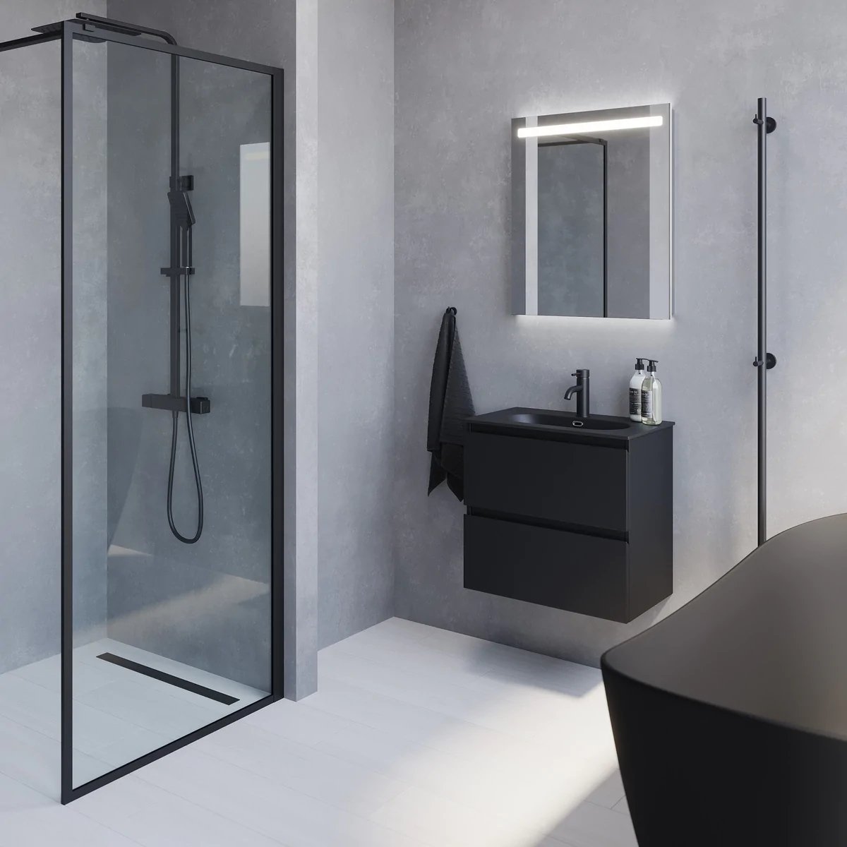 Sandvika Slimline Badrumsmöbel, Svart Matt - Tvättställsskåp - BATH DELUXE - PRESTIGE - 73 - 080 - 73 - 02 - 30 - BATHDELUXE SWEDEN