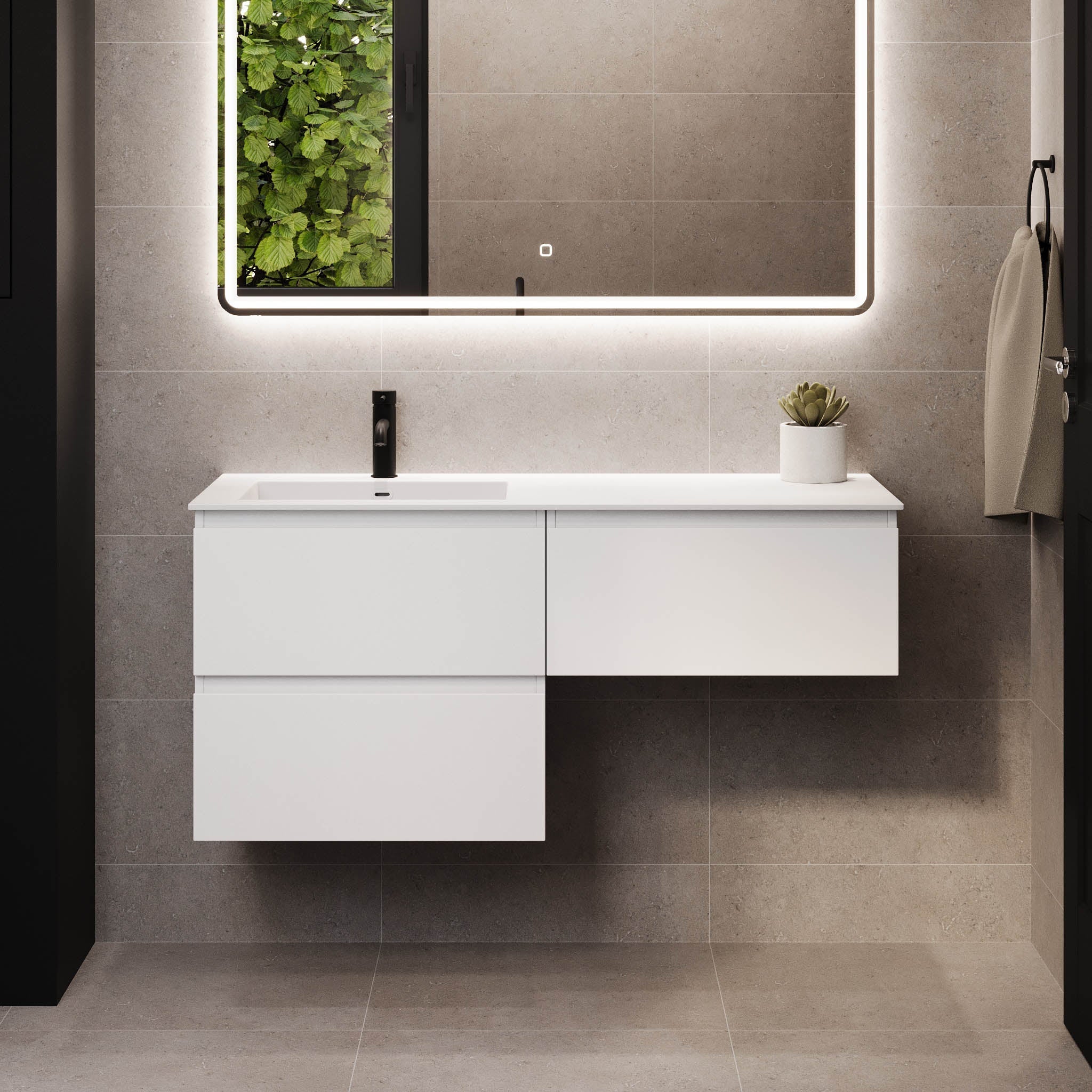 Sifjord Badrumsmöbel, Vit Matt - Tvättställsskåp - BATH DELUXE - PRESTIGE - 73 - 095 - 51 - 01 - 40 - BATHDELUXE SWEDEN