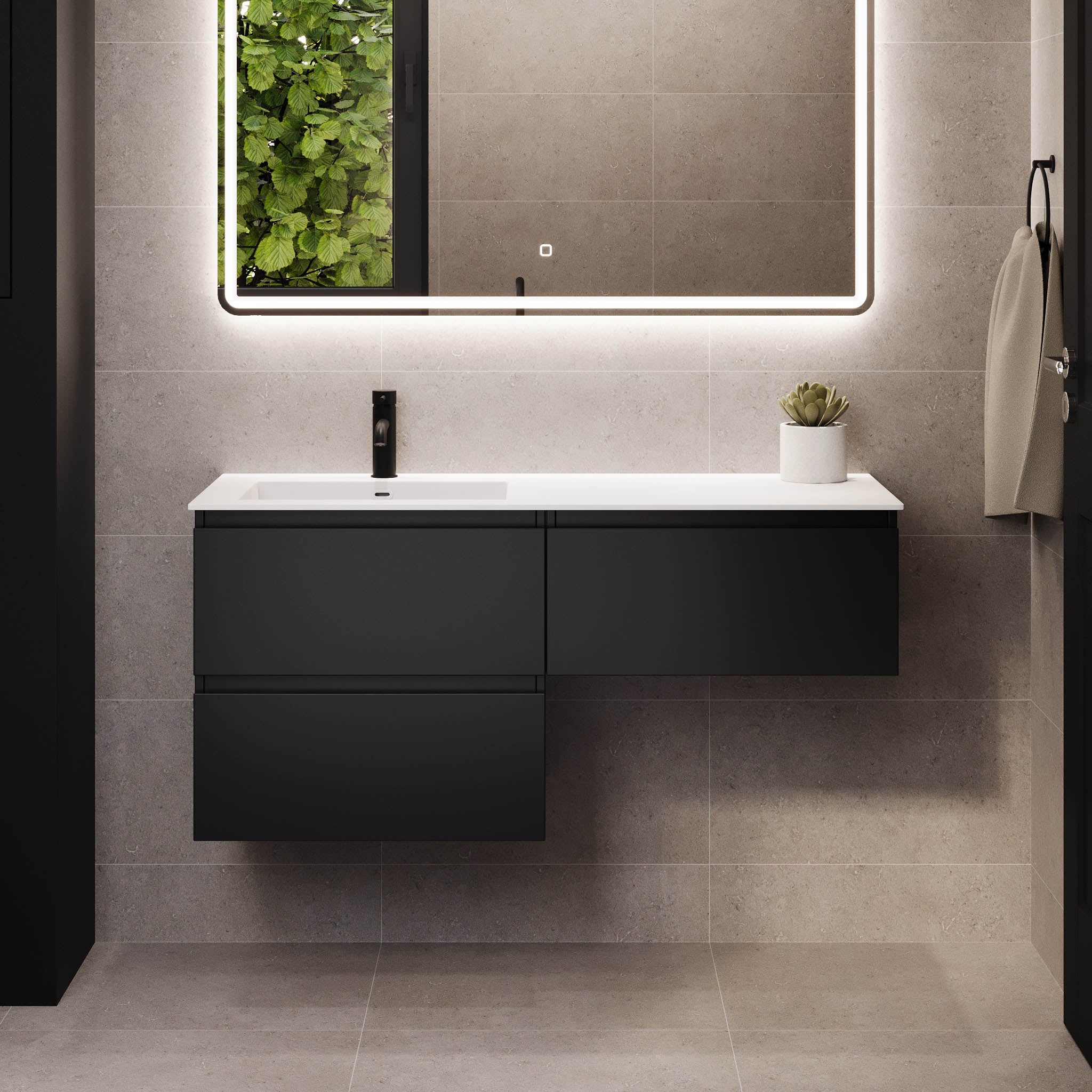 Sifjord Badrumsmöbel, Svart Matt - Tvättställsskåp - BATH DELUXE - PRESTIGE - 73 - 095 - 51 - 02 - 40 - BATHDELUXE SWEDEN
