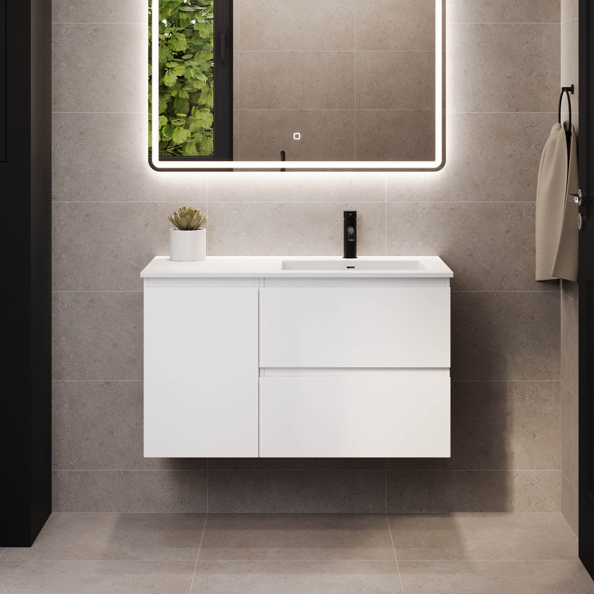 Sifjord Badrumsmöbel, Vit Matt - Tvättställsskåp - BATH DELUXE - PRESTIGE - 73 - 095 - 53 - 01 - 40 - BATHDELUXE SWEDEN