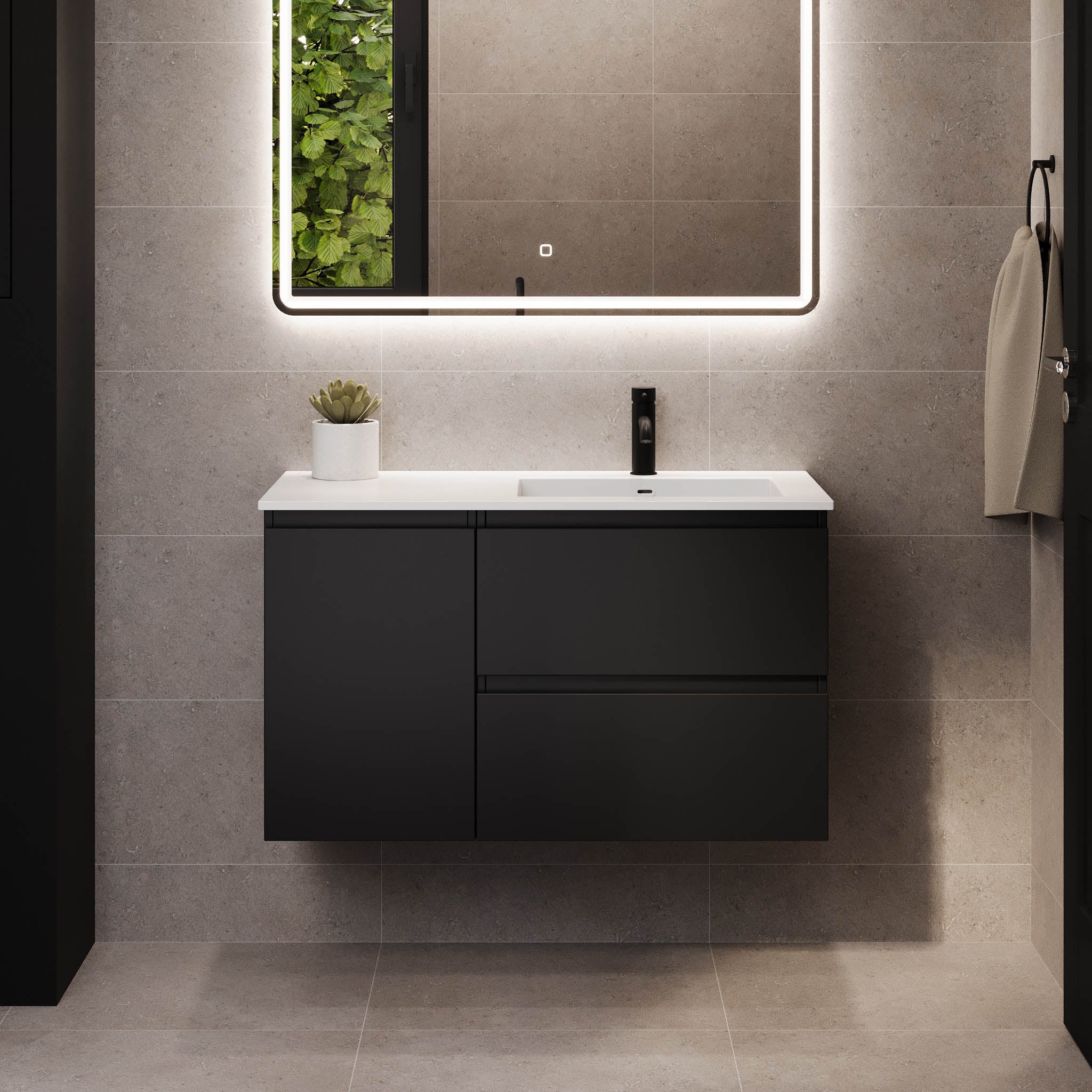 Sifjord Badrumsmöbel, Svart Matt - Tvättställsskåp - BATH DELUXE - PRESTIGE - 73 - 095 - 53 - 02 - 40 - BATHDELUXE SWEDEN