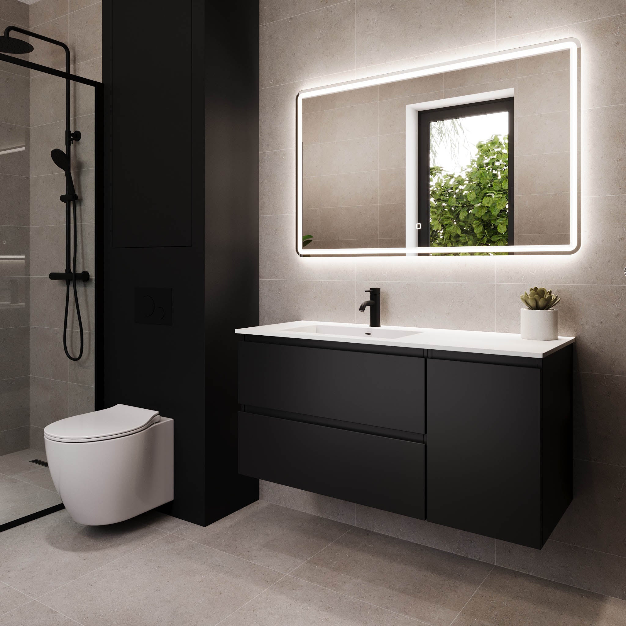 Sifjord Badrumsmöbel, Svart Matt - Tvättställsskåp - BATH DELUXE - PRESTIGE - 73 - 095 - 53 - 02 - 40 - BATHDELUXE SWEDEN