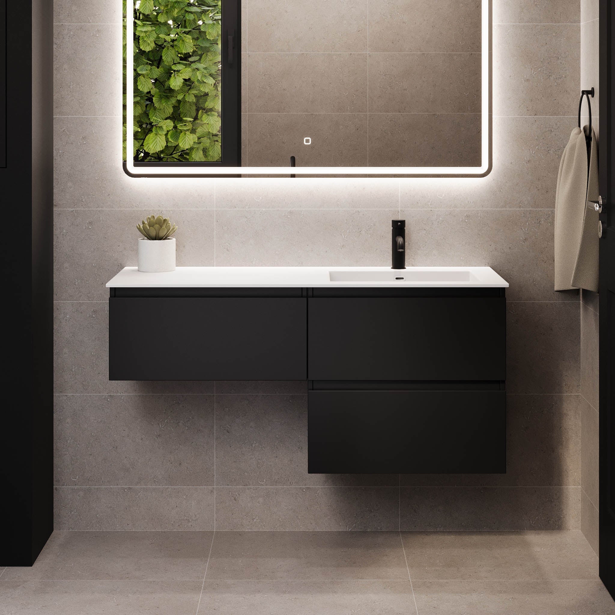 Sifjord Badrumsmöbel, Svart Matt - Tvättställsskåp - BATH DELUXE - PRESTIGE - 73 - 095 - 53 - 02 - 40 - BATHDELUXE SWEDEN